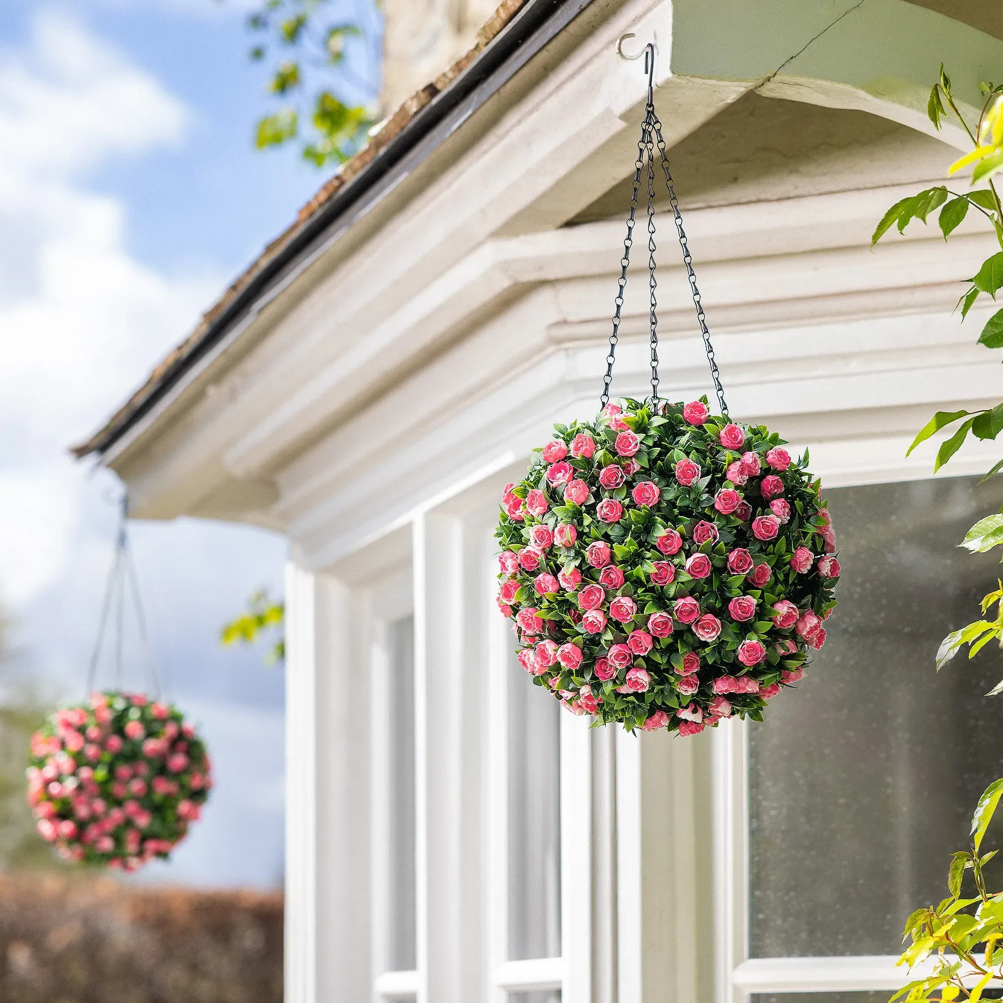 Artificial Rose Topiary Balls 2 Pack with Hanging Chain alternate view