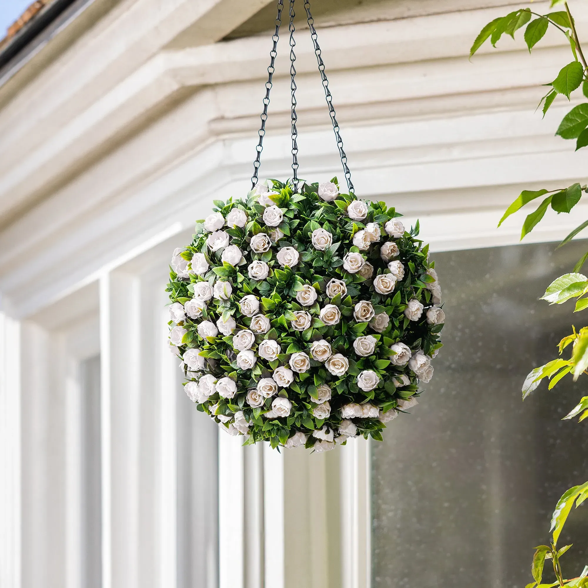 Artificial Rose Topiary Balls 2 Pack with Hanging Chain product