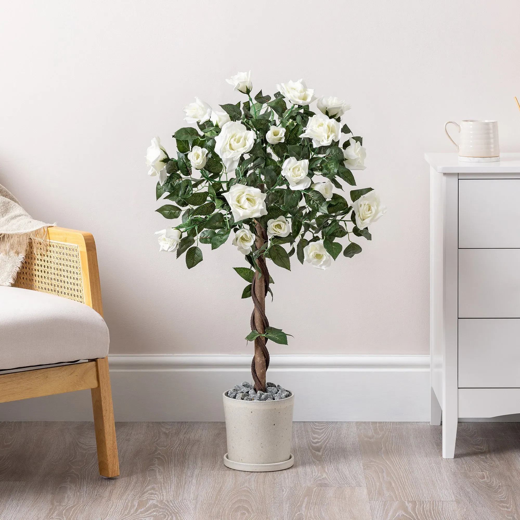 Artificial White Rose Tree - White product