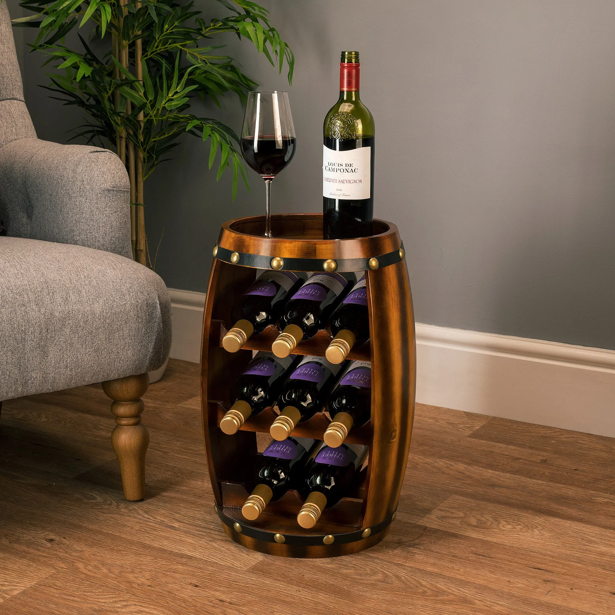 Barrel Shape Wine Rack 8 Bottle - Composite Wood product