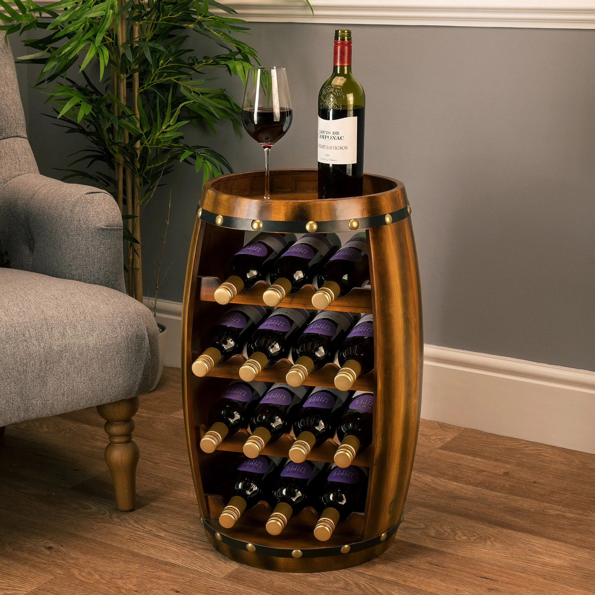 Barrel Wine Rack 14 Bottle - Composite Wood alternate view