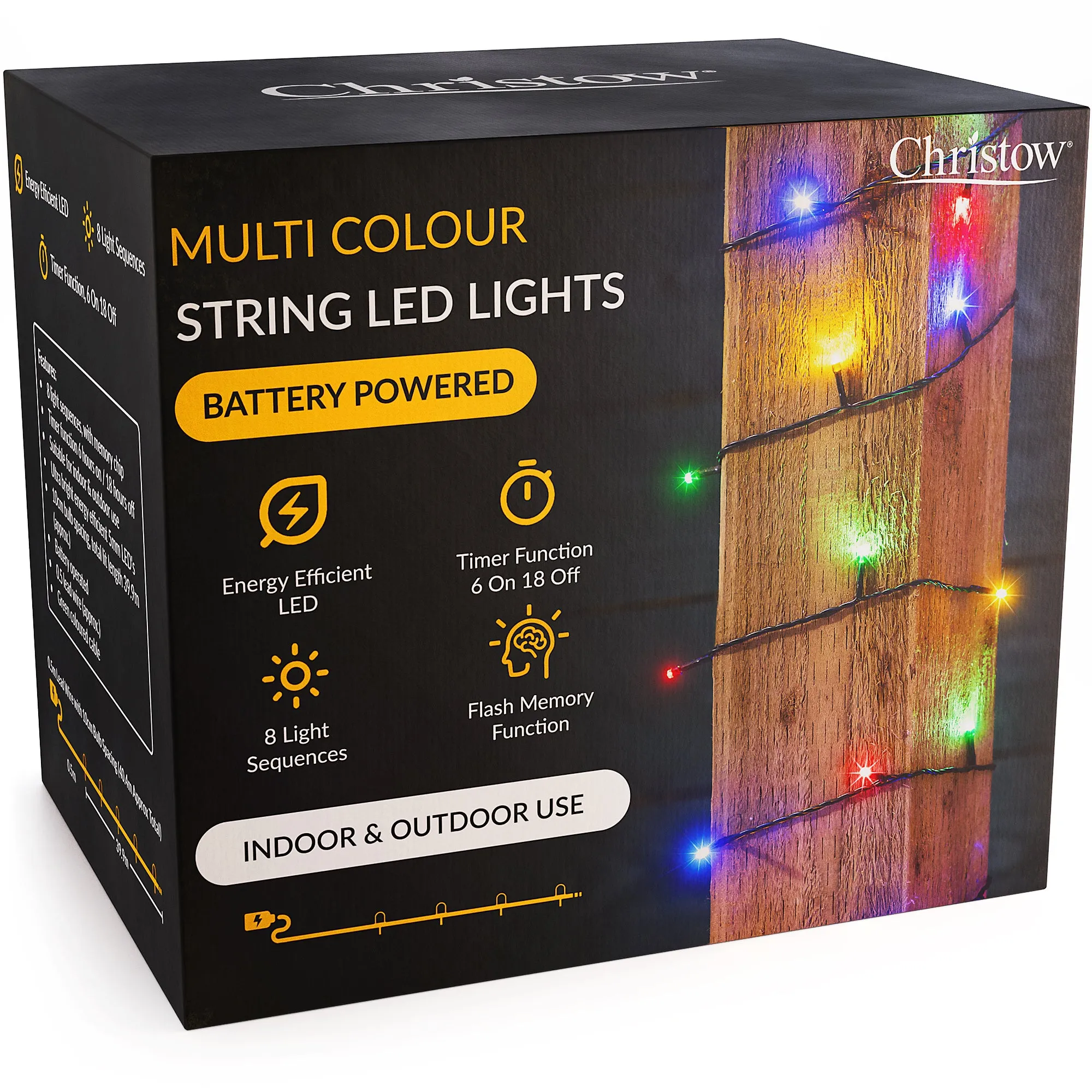 Battery-Powered LED Christmas Lights - Green Cable product