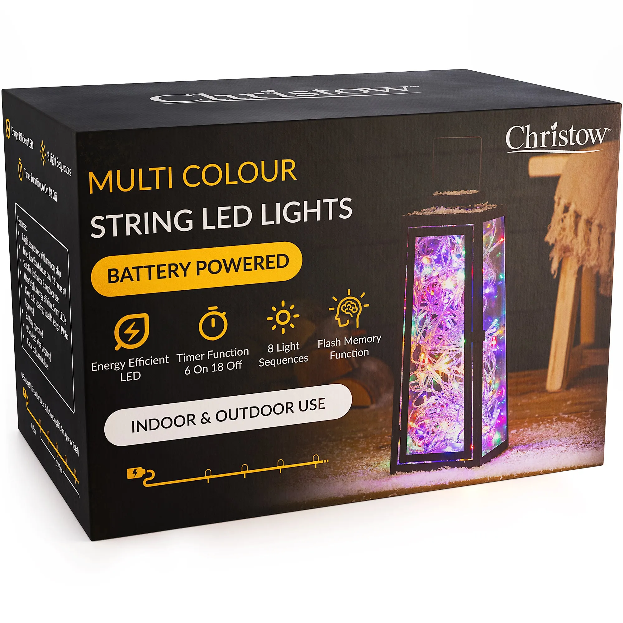 Battery-Powered LED Christmas Lights with Clear Cable product