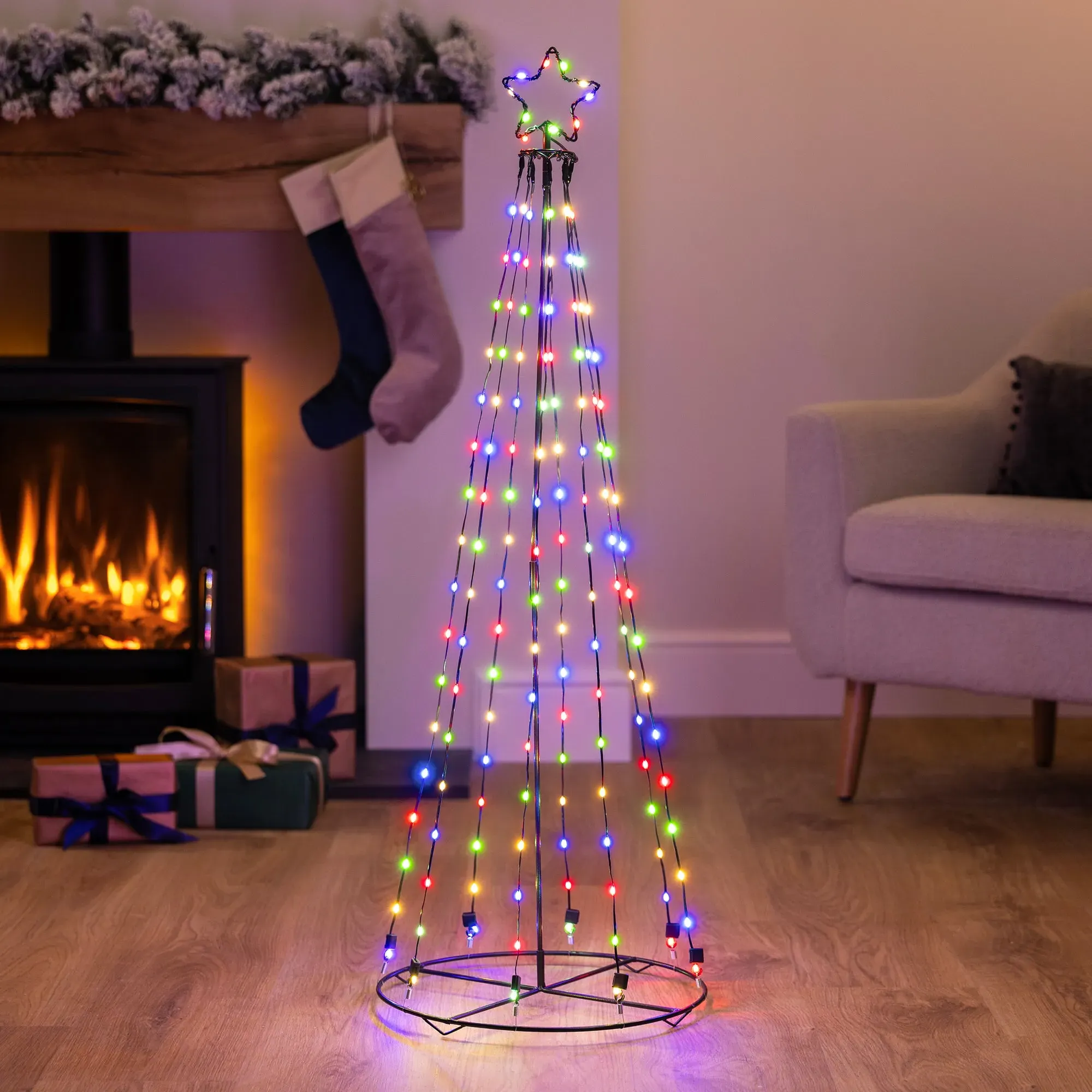 Battery-Powered LED Maypole Christmas Tree with Timer alternate view