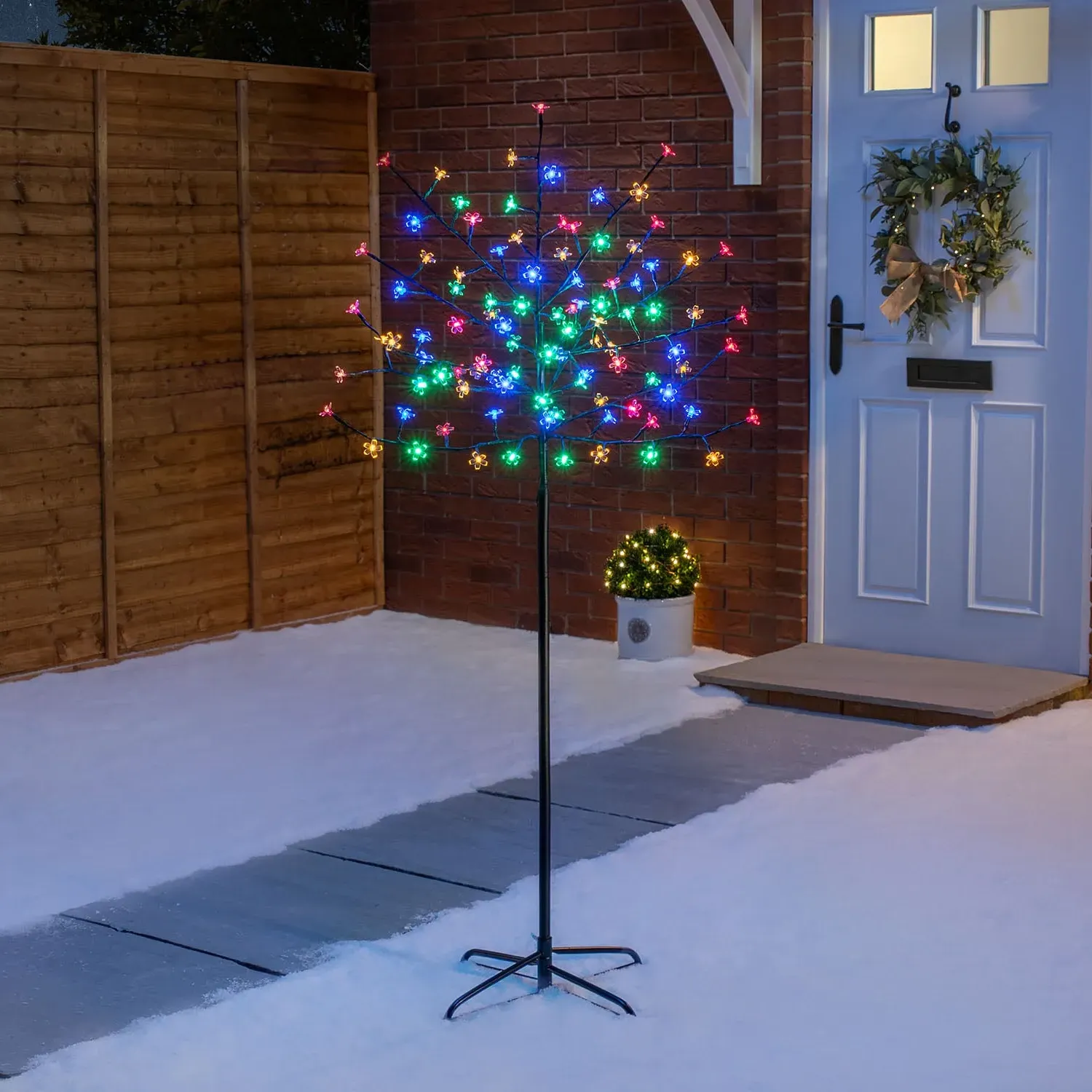 Cherry Blossom 5ft LED Christmas Tree - Multi-Coloured alternate view