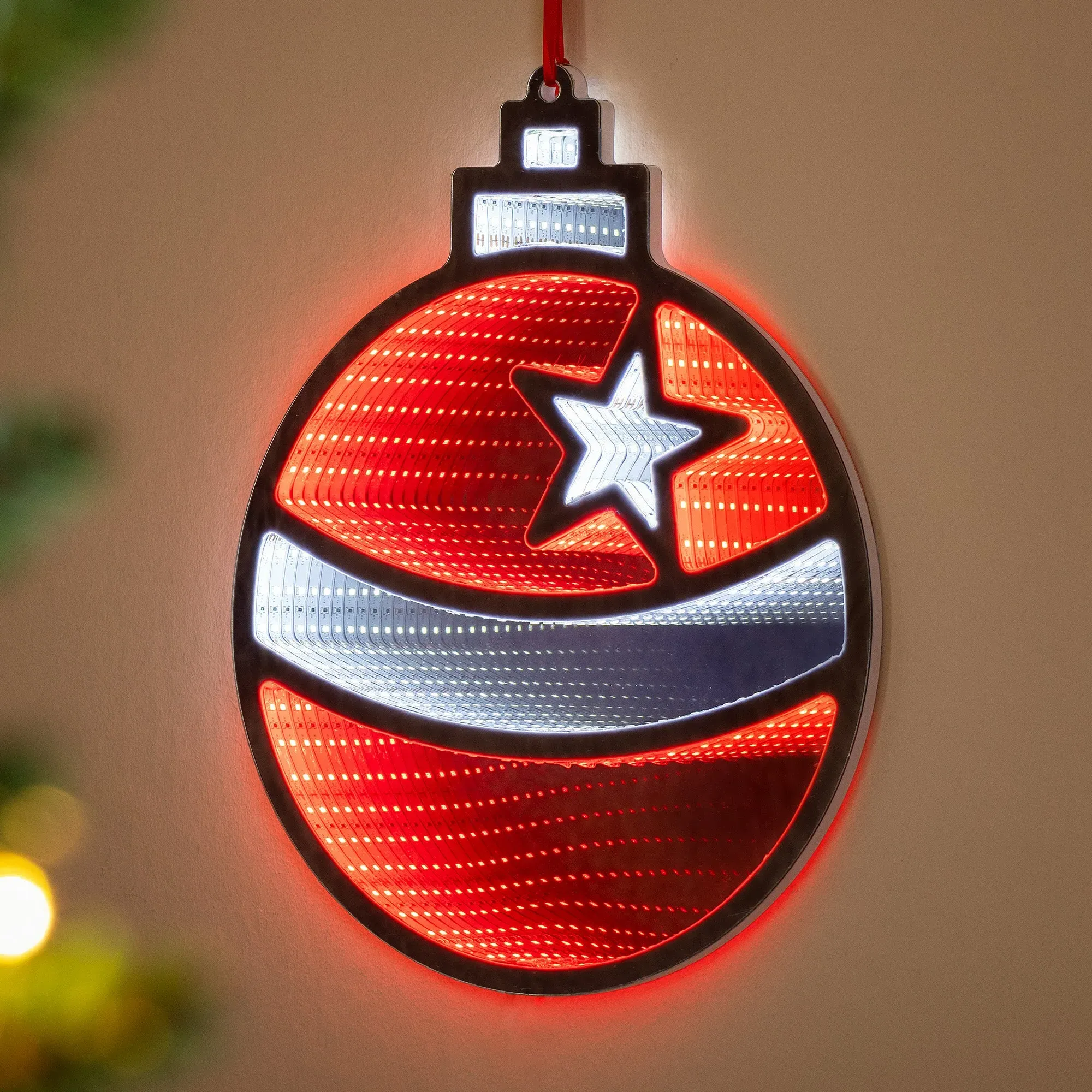 Christmas Bauble Infinity Light - Red, White LED product