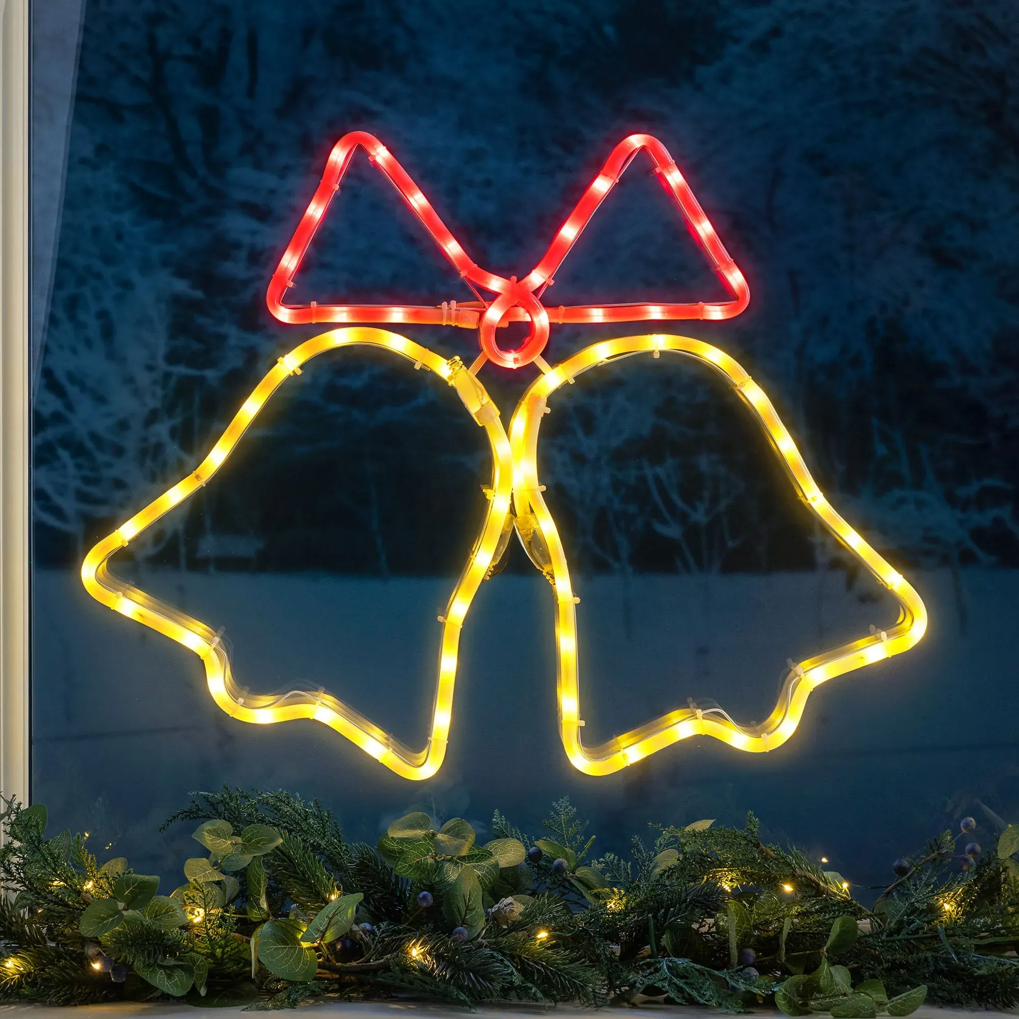 Christmas Bell Wall Light - Warm White & Red, Rope Light alternate view