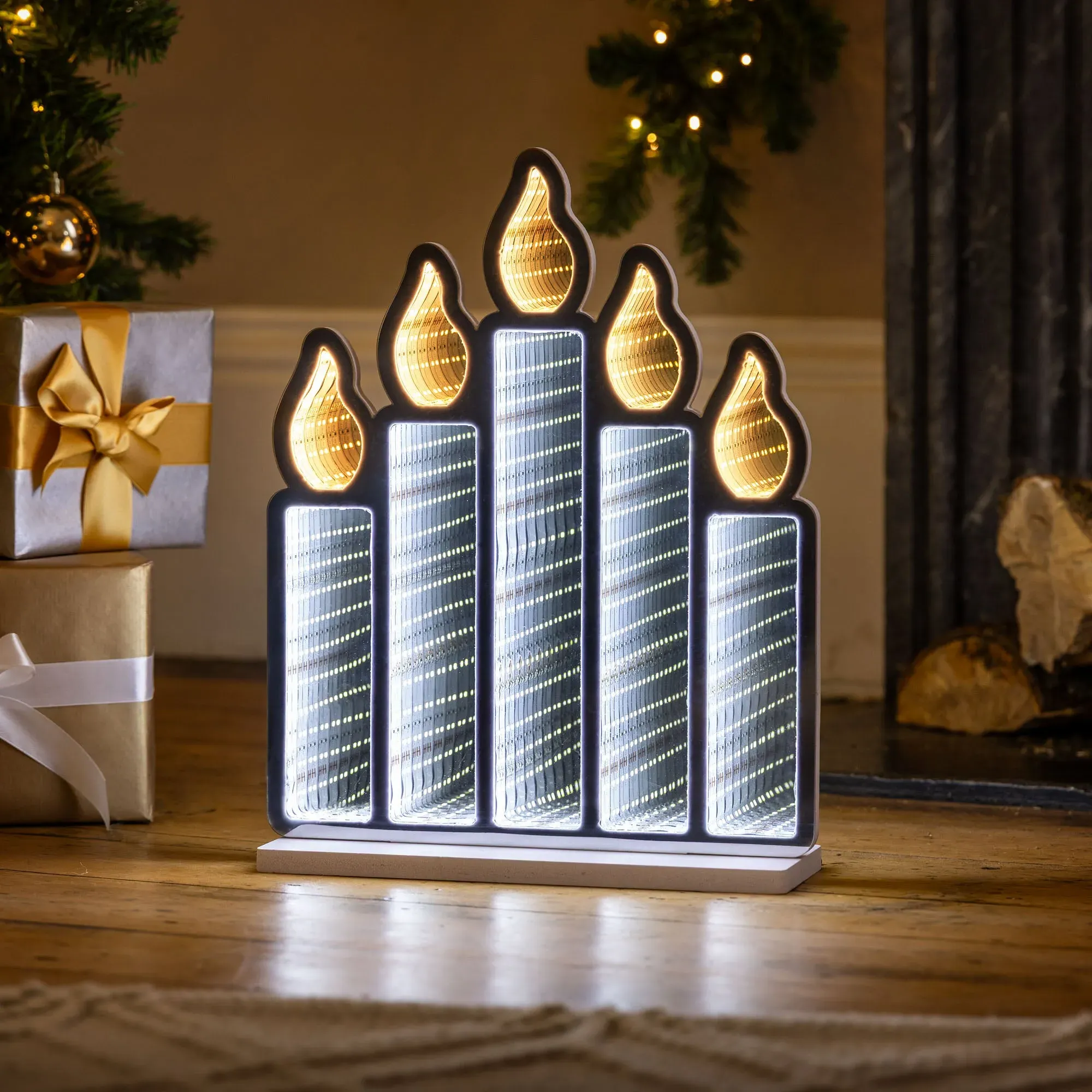 Christmas Candle Bridge Infinity Light - White, Wood alternate view