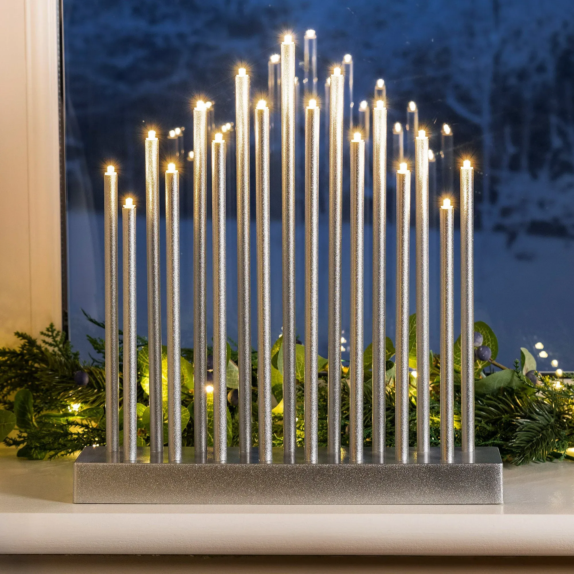 Christmas Candle Bridge Tower Light - Silver product