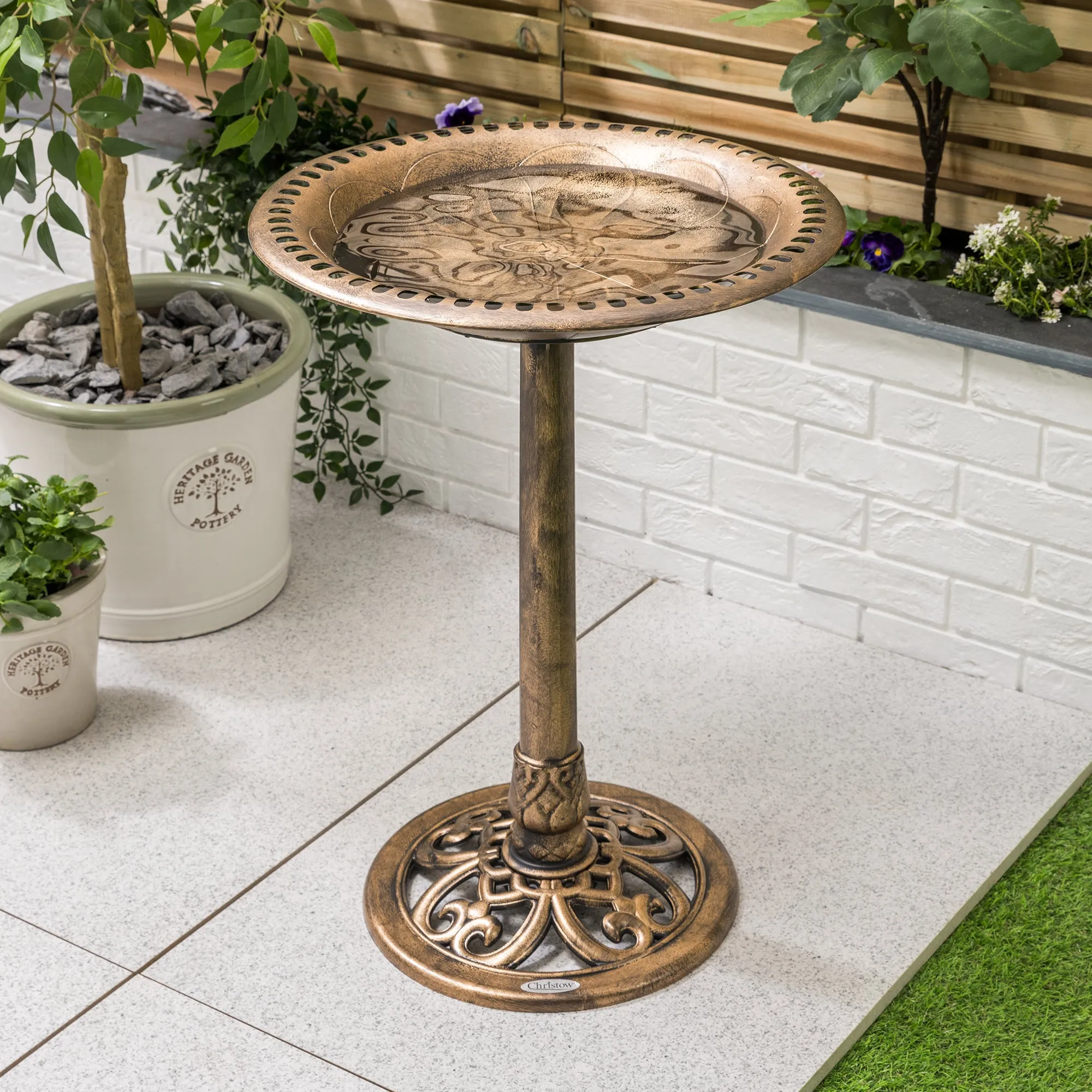 Christow Round Bird Bath - Bronze, Resin alternate view
