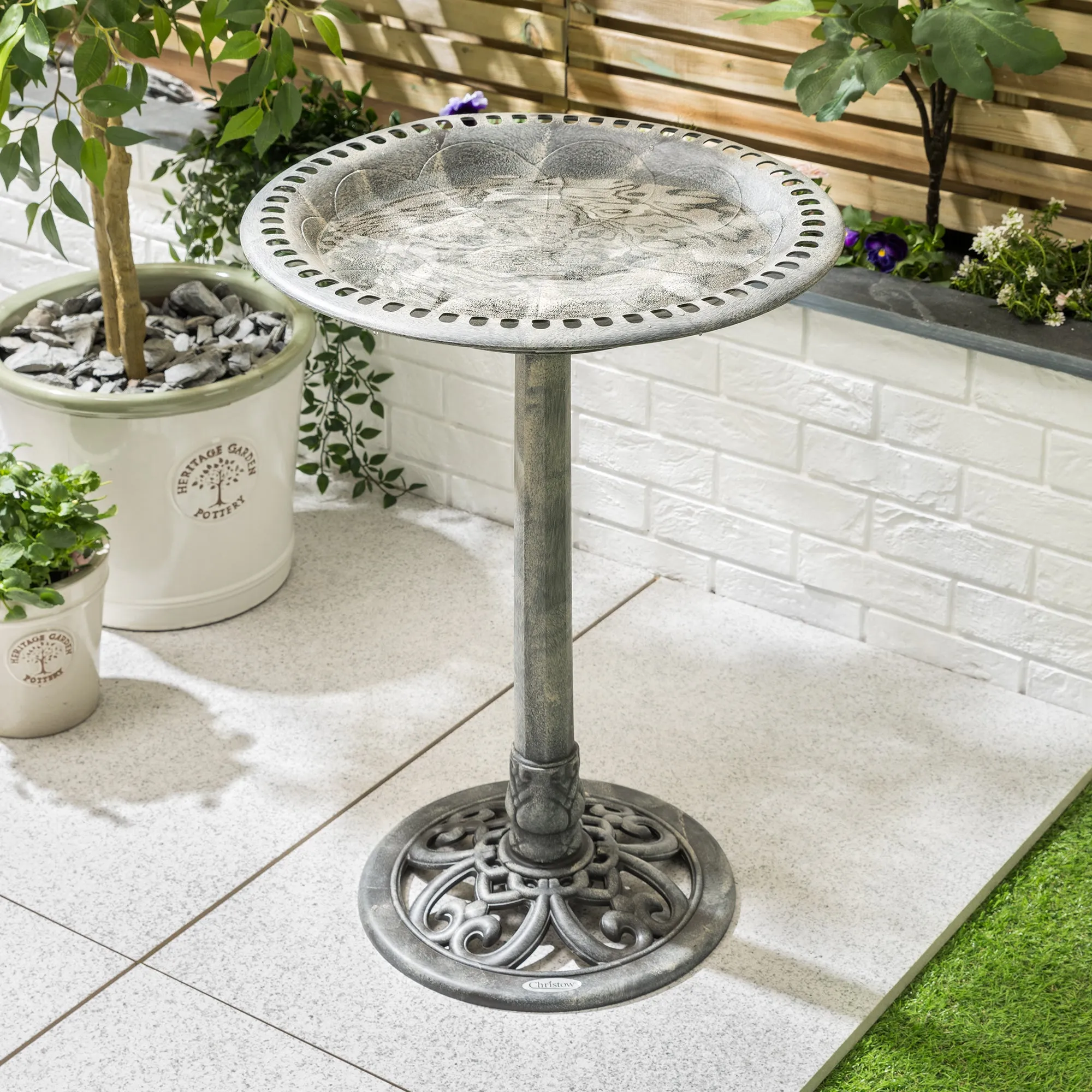 Christow Round Bird Bath - Bronze, Resin product