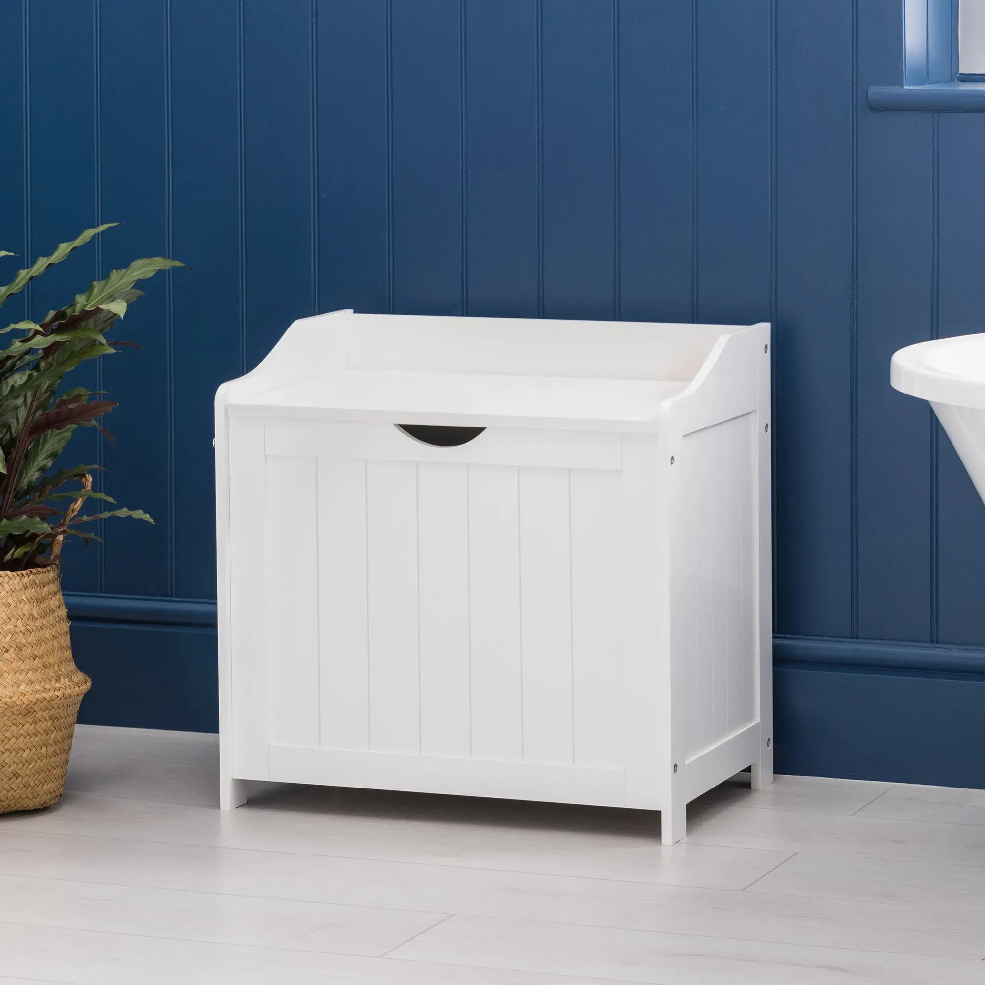 Clovelly Laundry Box with Lid - White alternate view