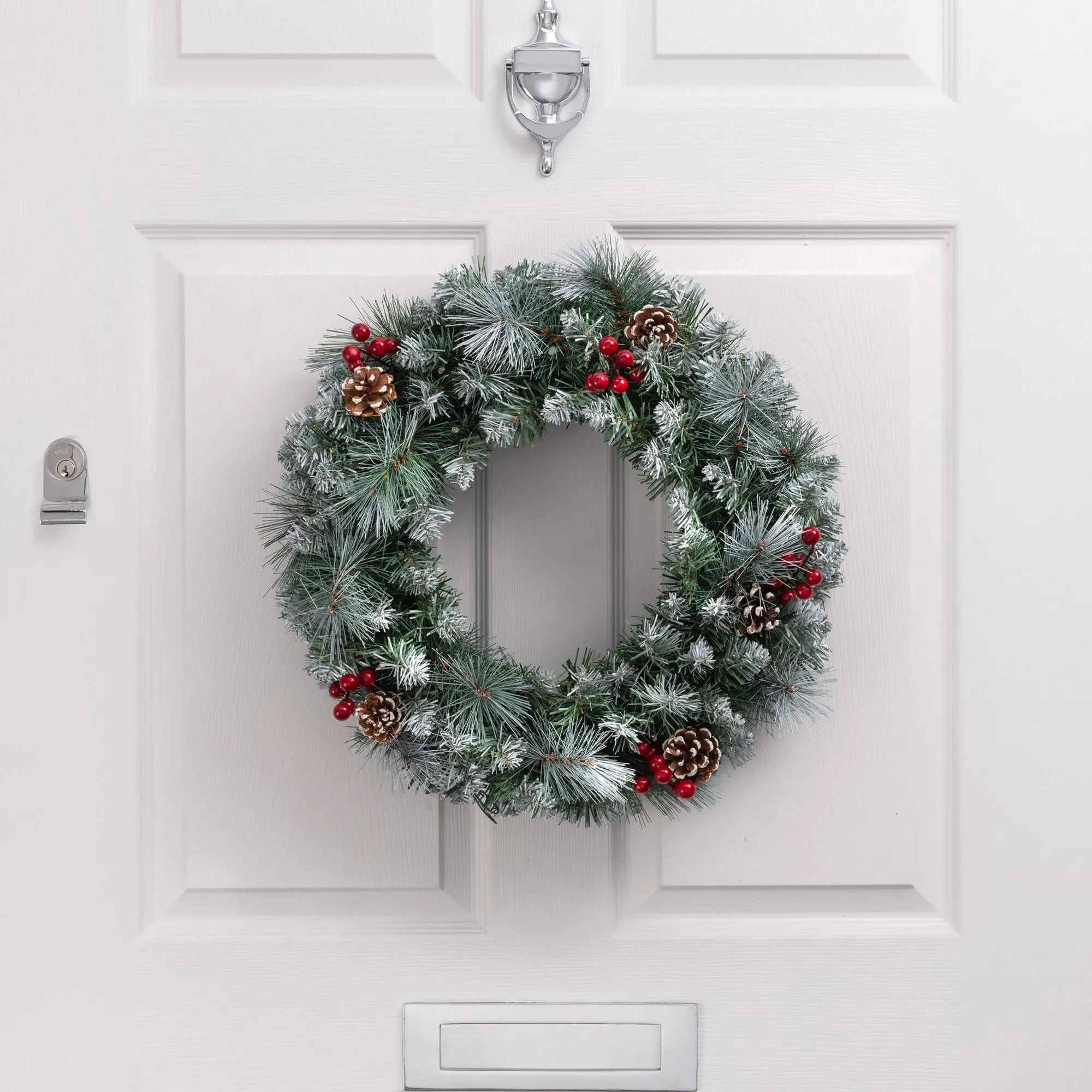 Frosted Artificial Christmas Wreath with Pine Cones & Berries product