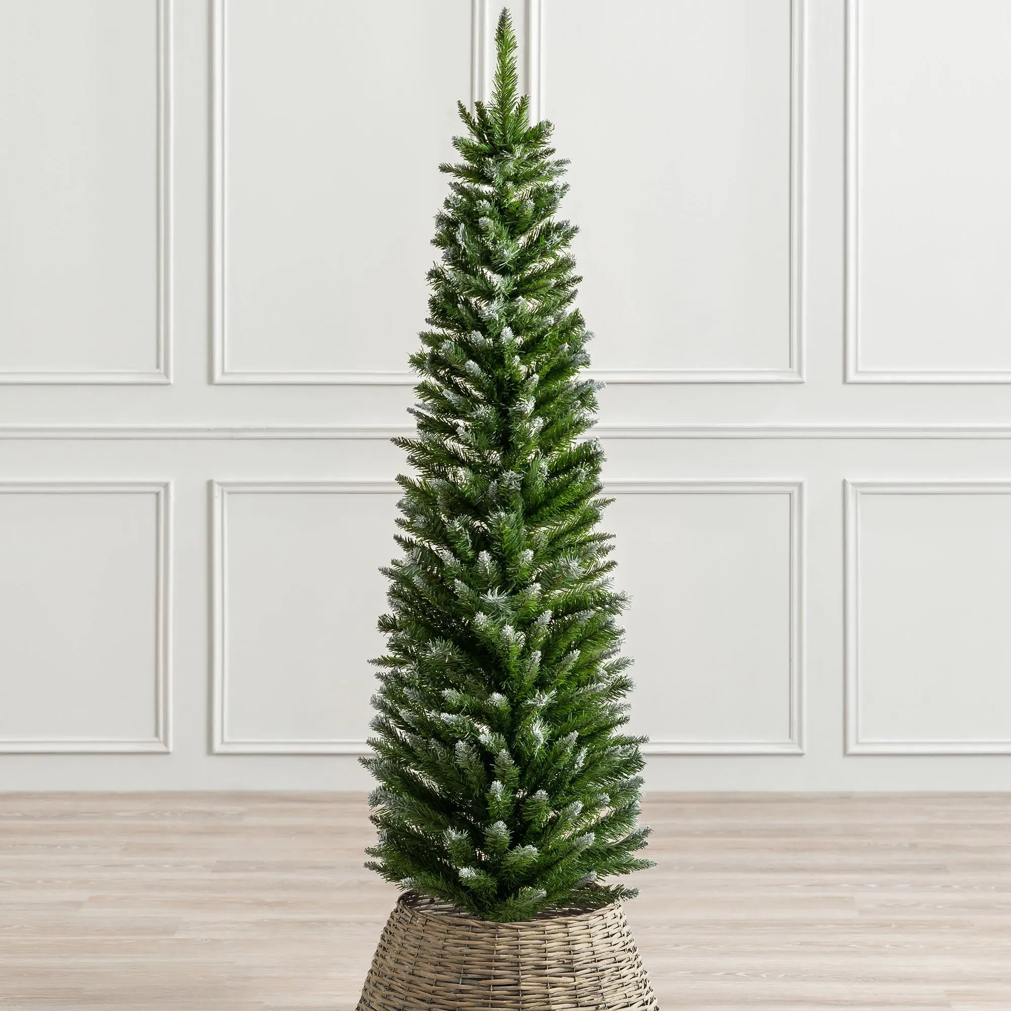 Frosted Artificial Pencil Christmas Tree 7ft - Green, PVC product