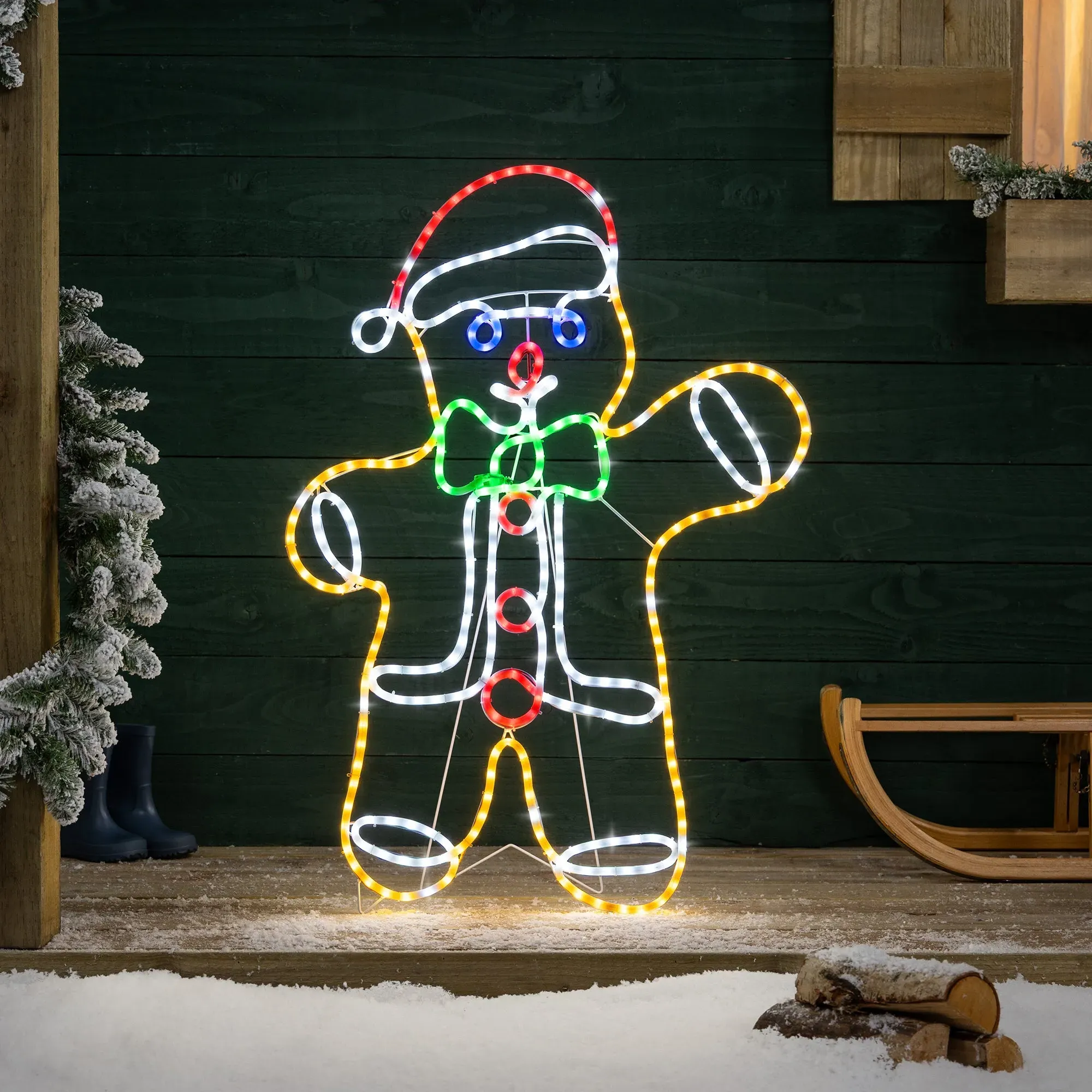 Gingerbread Man Christmas Rope Light Figure - Multicolour alternate view