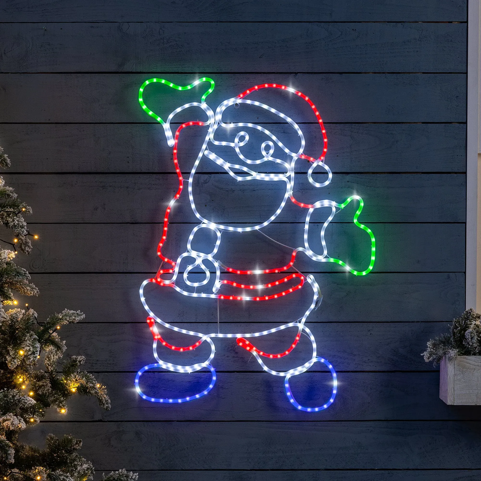 Happy Santa Wall-Mountable Christmas Rope Light - Multicolour alternate view