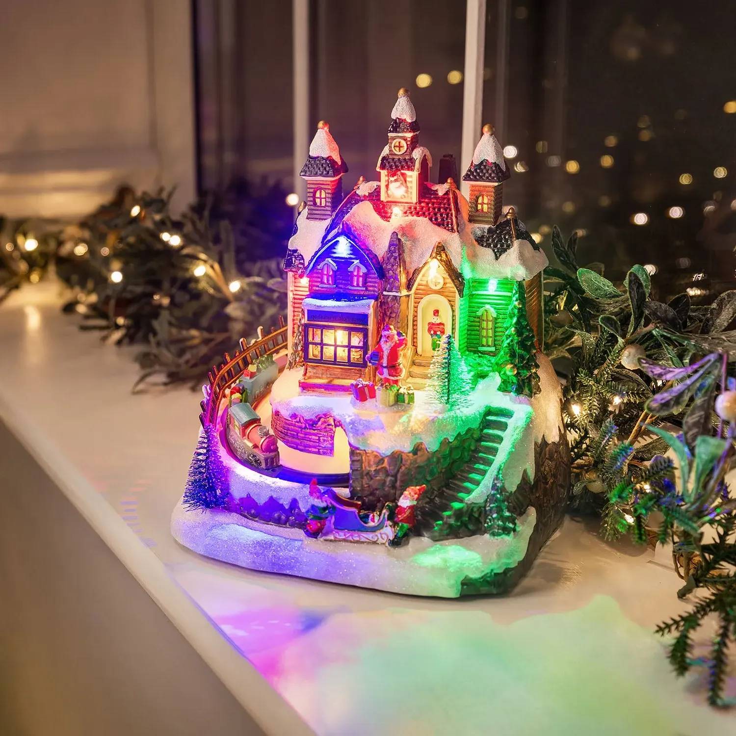 Ice Skating Animated Christmas Scene - Polyresin by Christow
