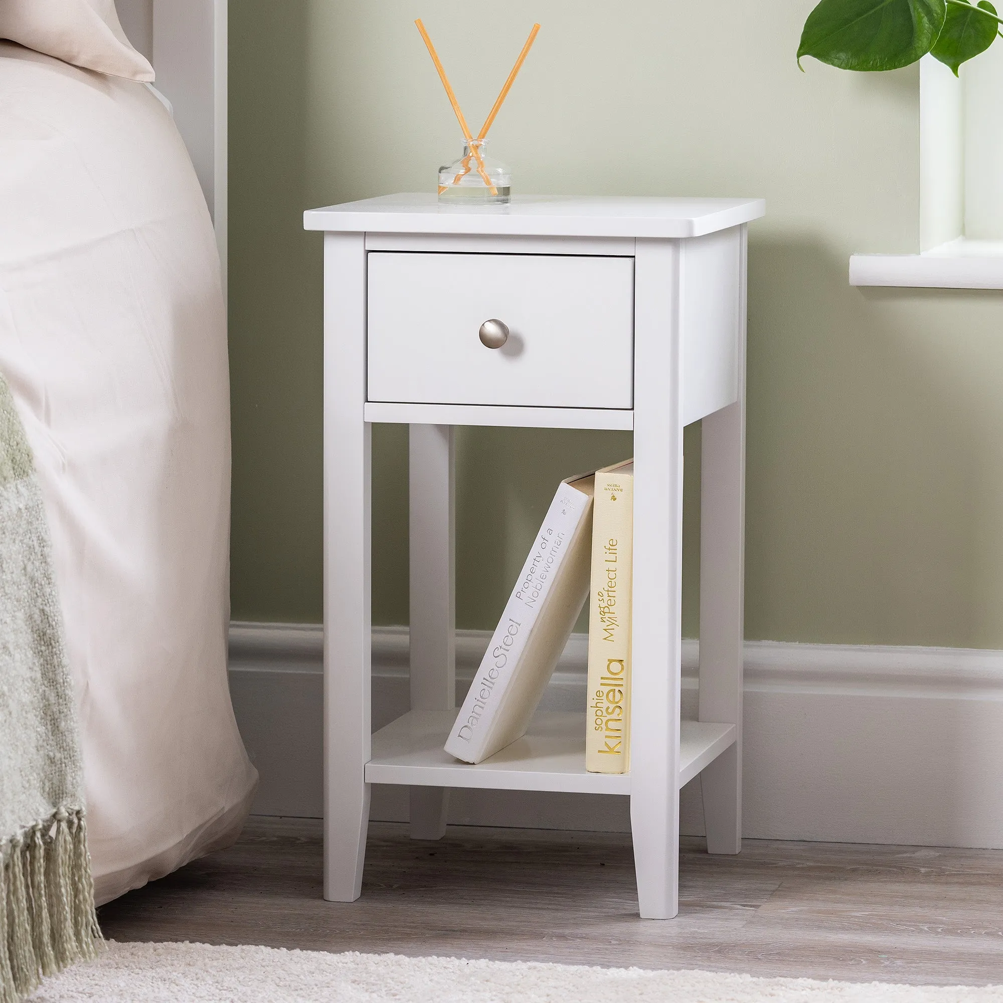 Ilsington Slim Bedside Table with Drawer and Shelf alternate view