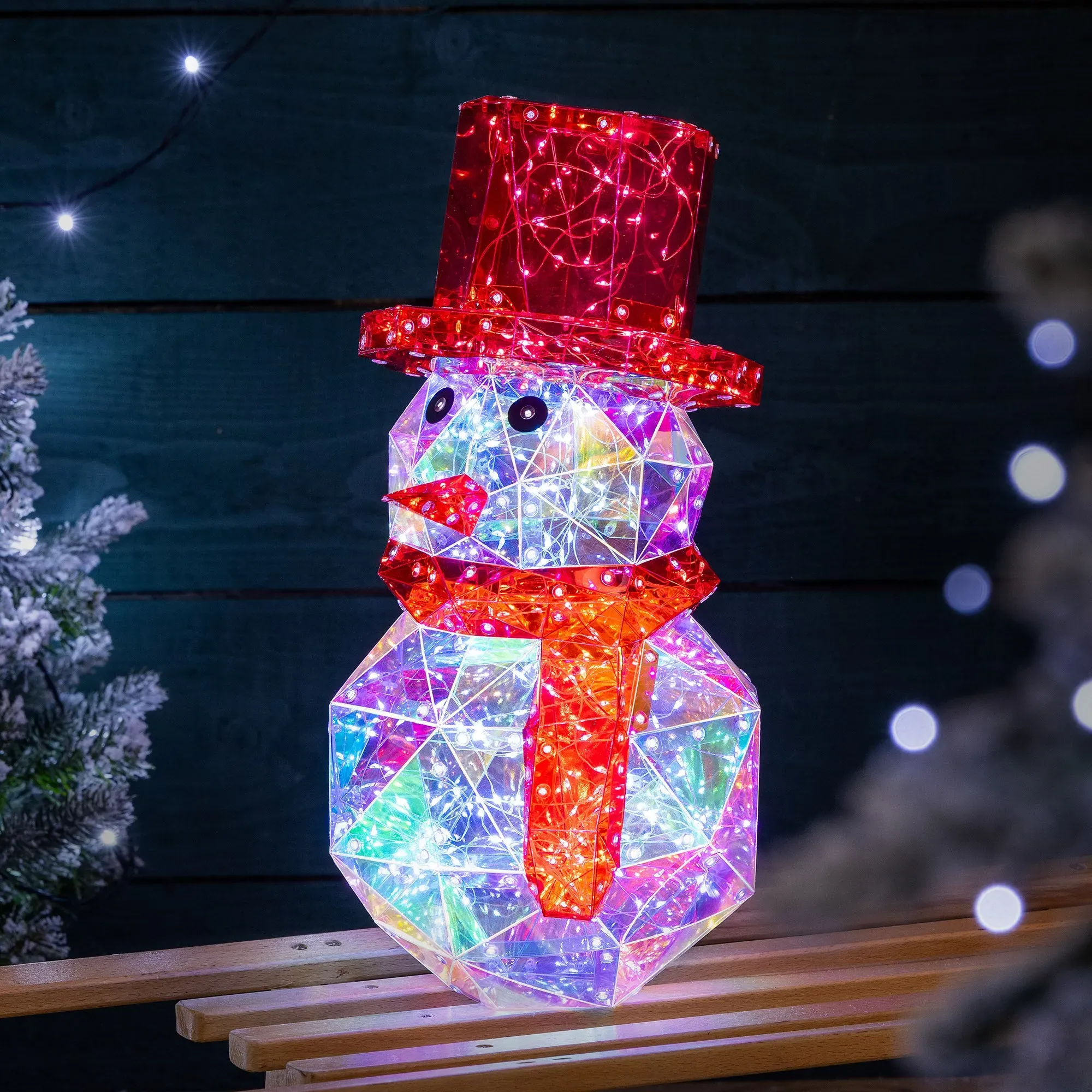 Iridescent Christmas Snowman Light - White LED alternate view