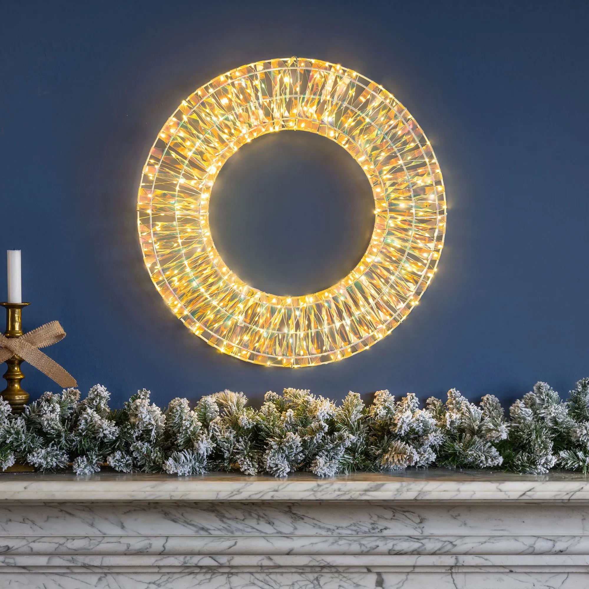 Iridescent Warm White LED Christmas Wreath - Iron alternate view