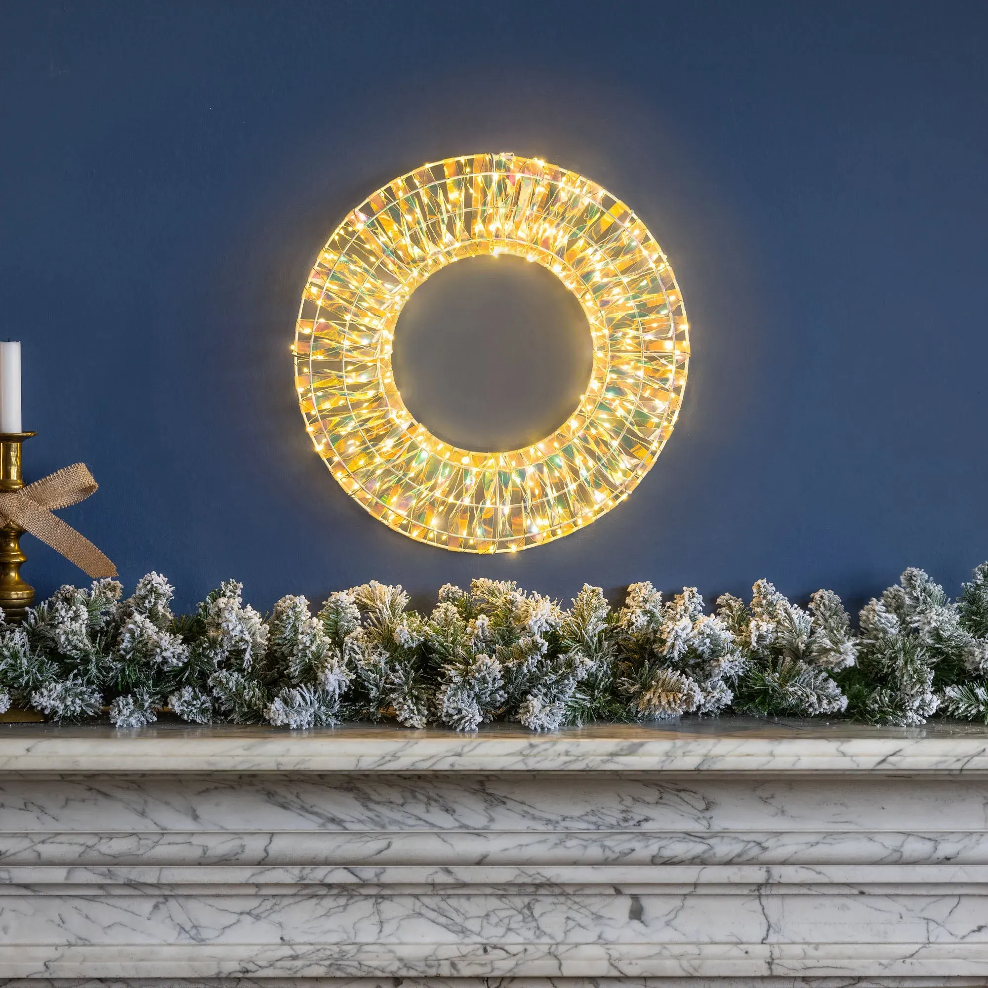 Iridescent Warm White LED Christmas Wreath - Iron product