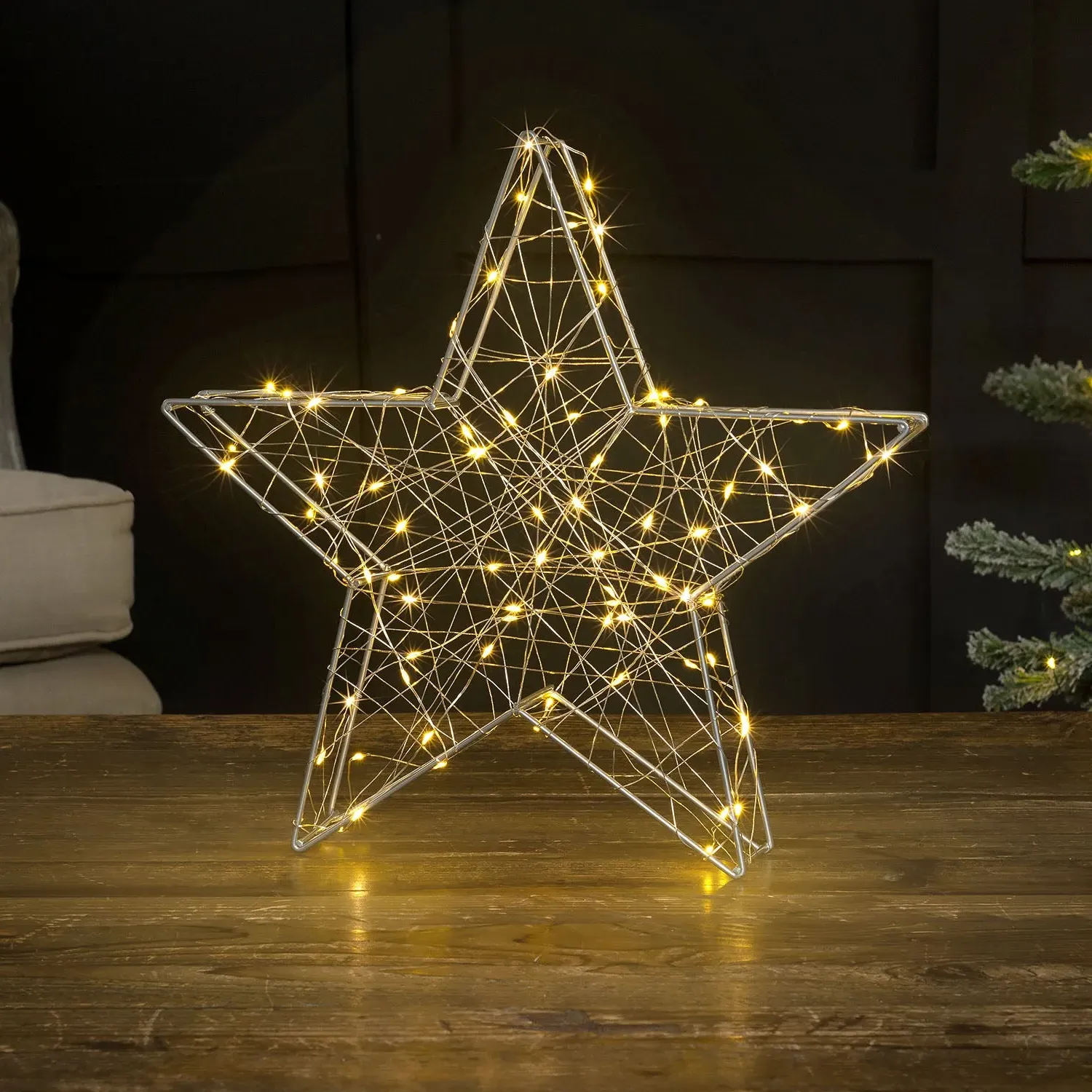LED Christmas Star Decoration - Silver, Metal product