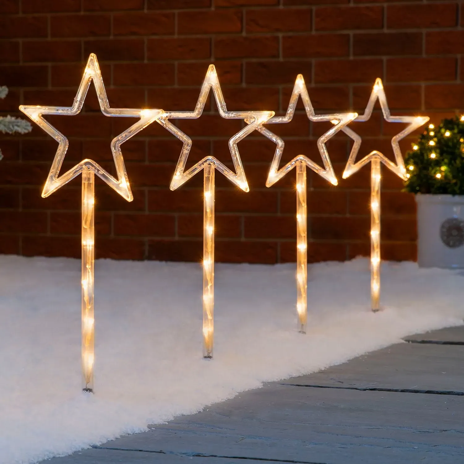 LED Christmas Star Path Lights Set of 4 with Timer alternate view