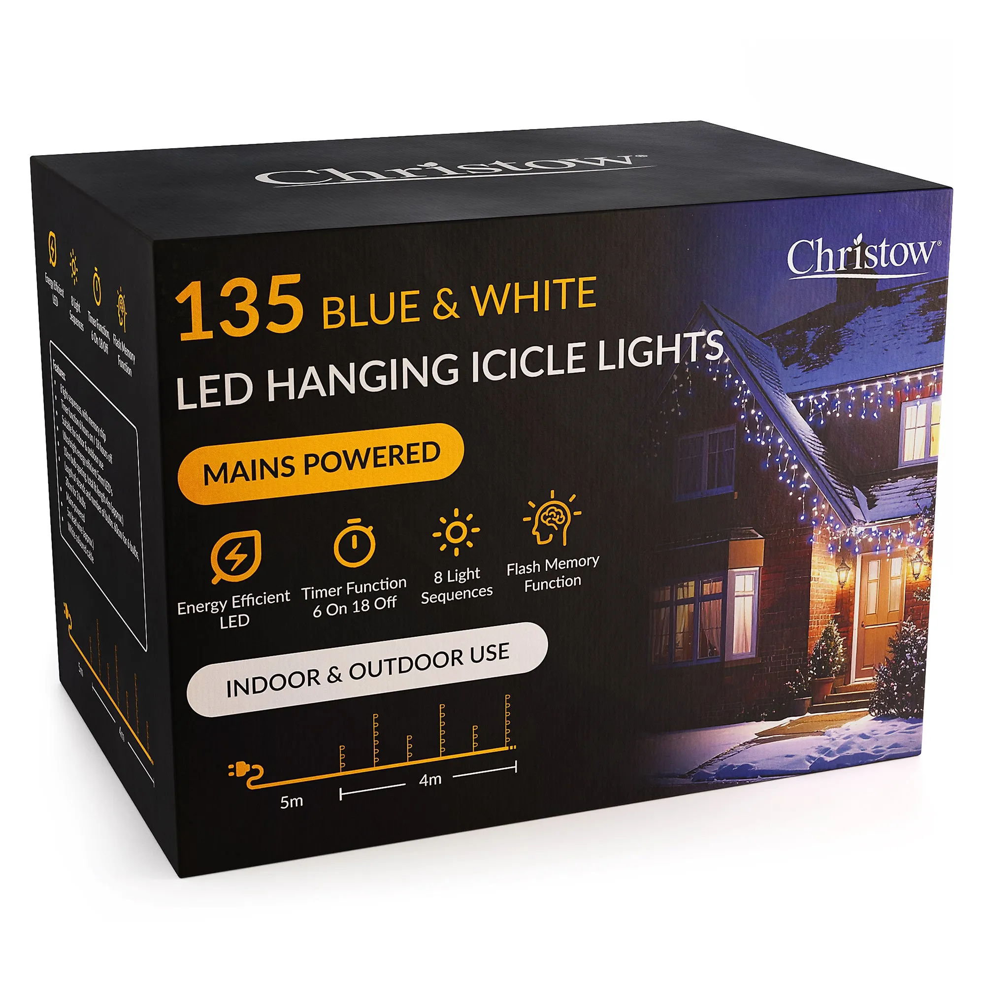 LED Hanging Icicle Christmas Lights with Timer alternate view