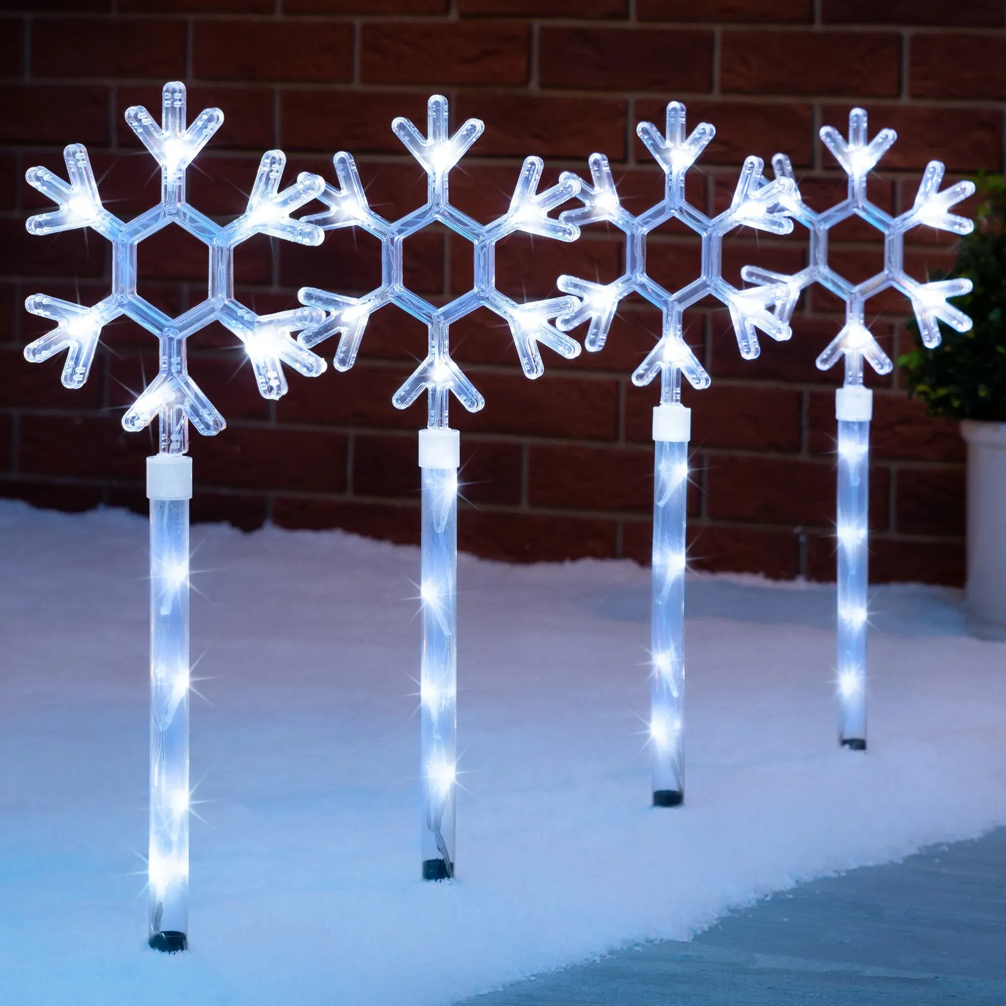 LED Snowflake Path Lights Set of 4 - Ice White, Acrylic product
