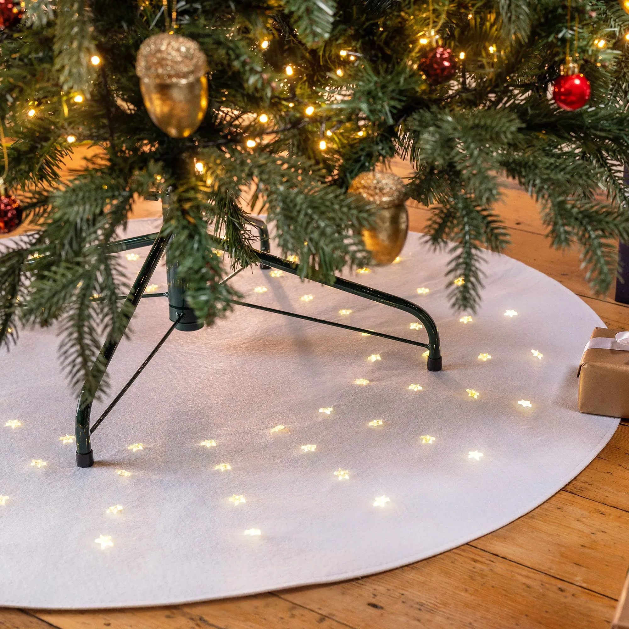 Light Up Christmas Tree Mat with LED Stars - Felt product
