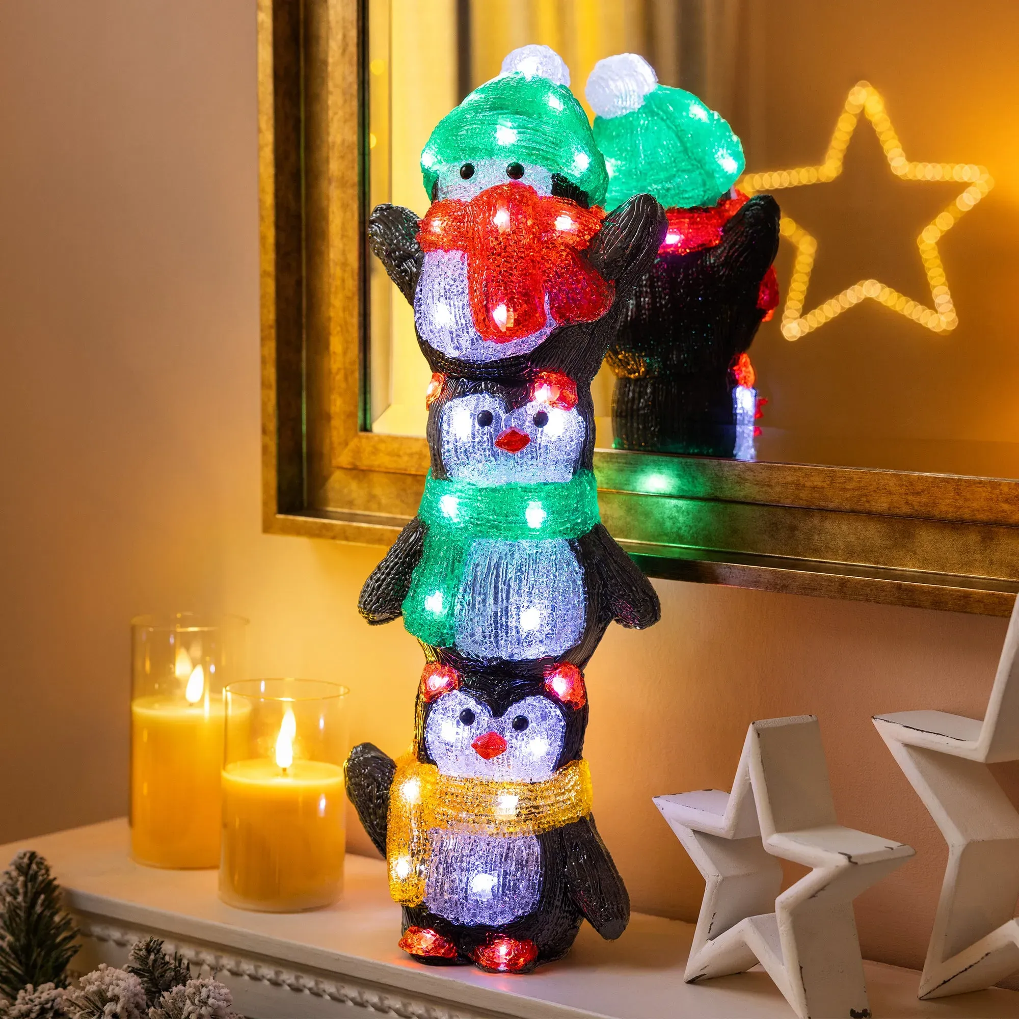 Light Up Penguin Tower Decoration - Clear Acrylic product