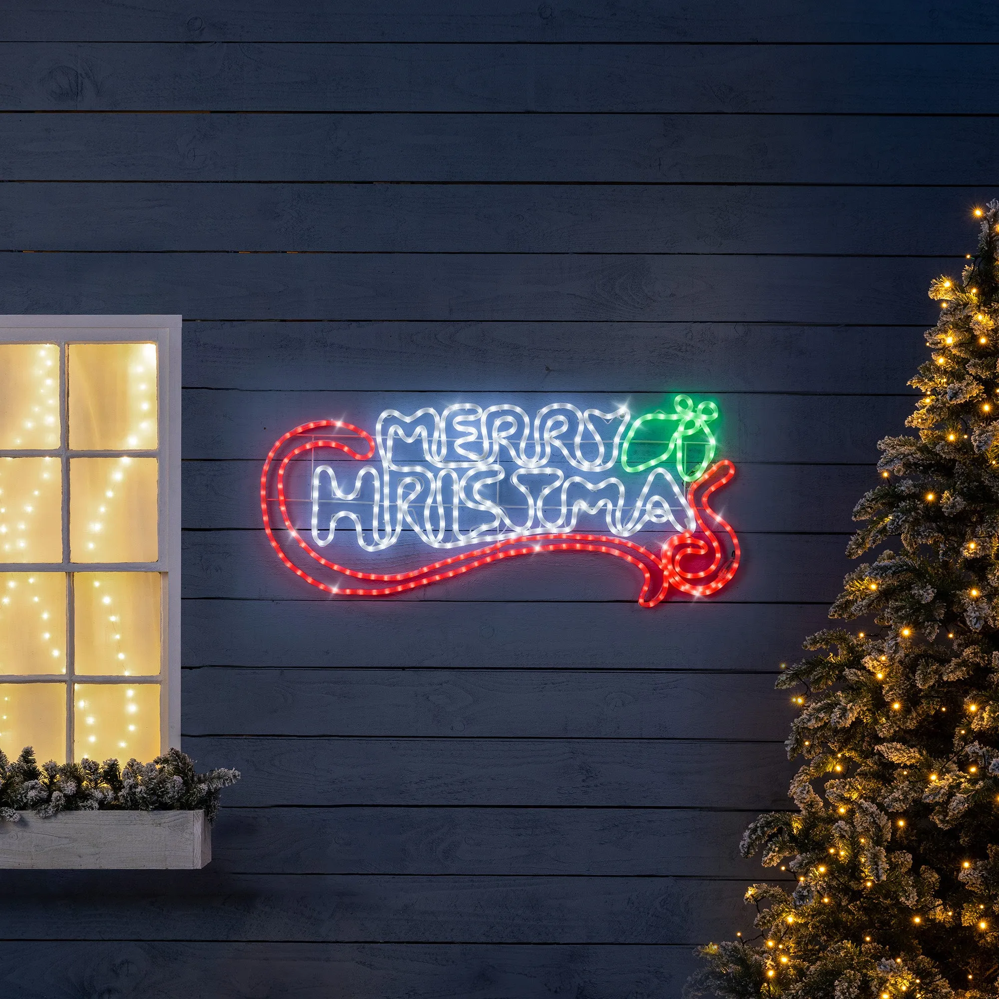 Merry Christmas LED Rope Light Sign - Red, White, Green product
