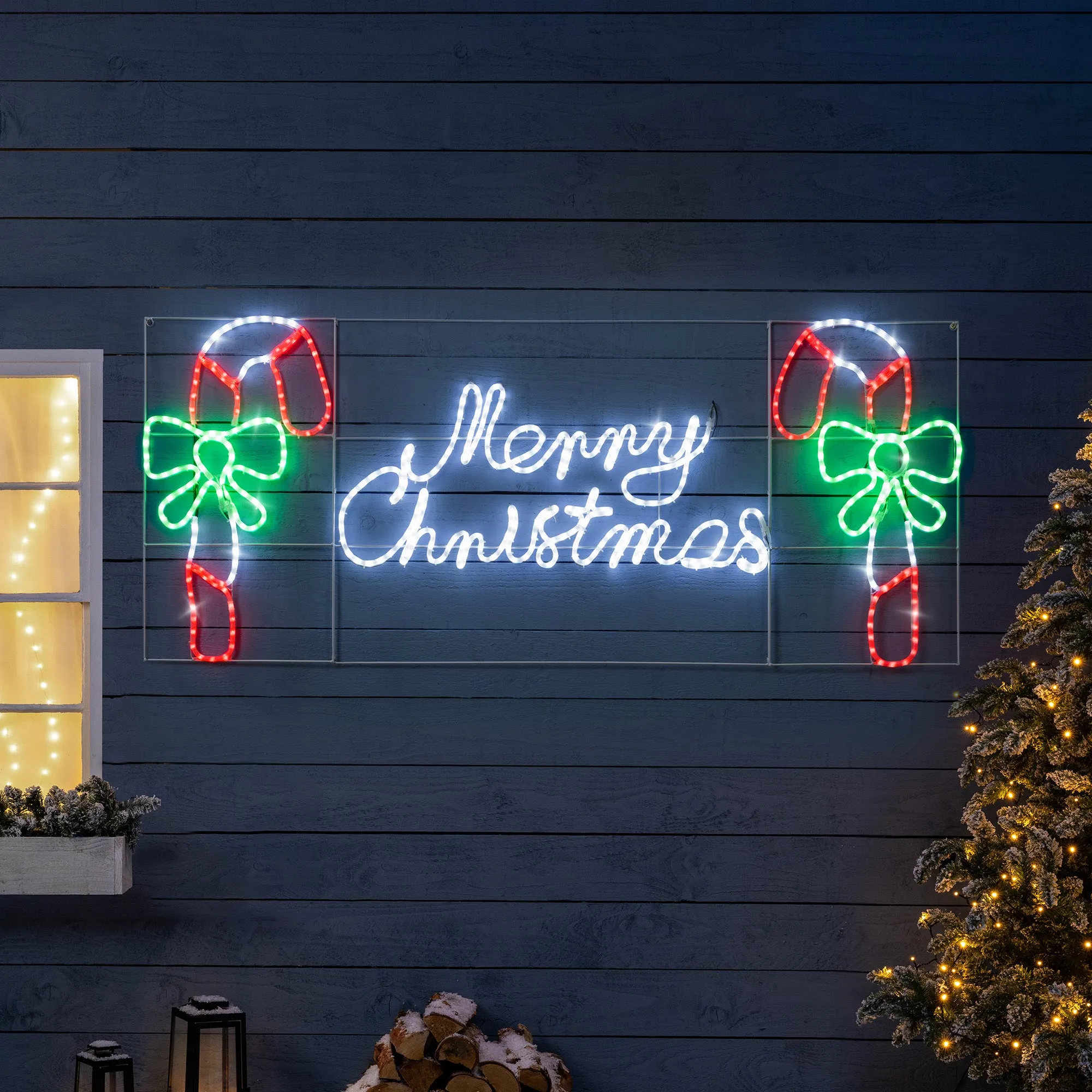 Merry Christmas Rope Light Sign with Candy Canes product