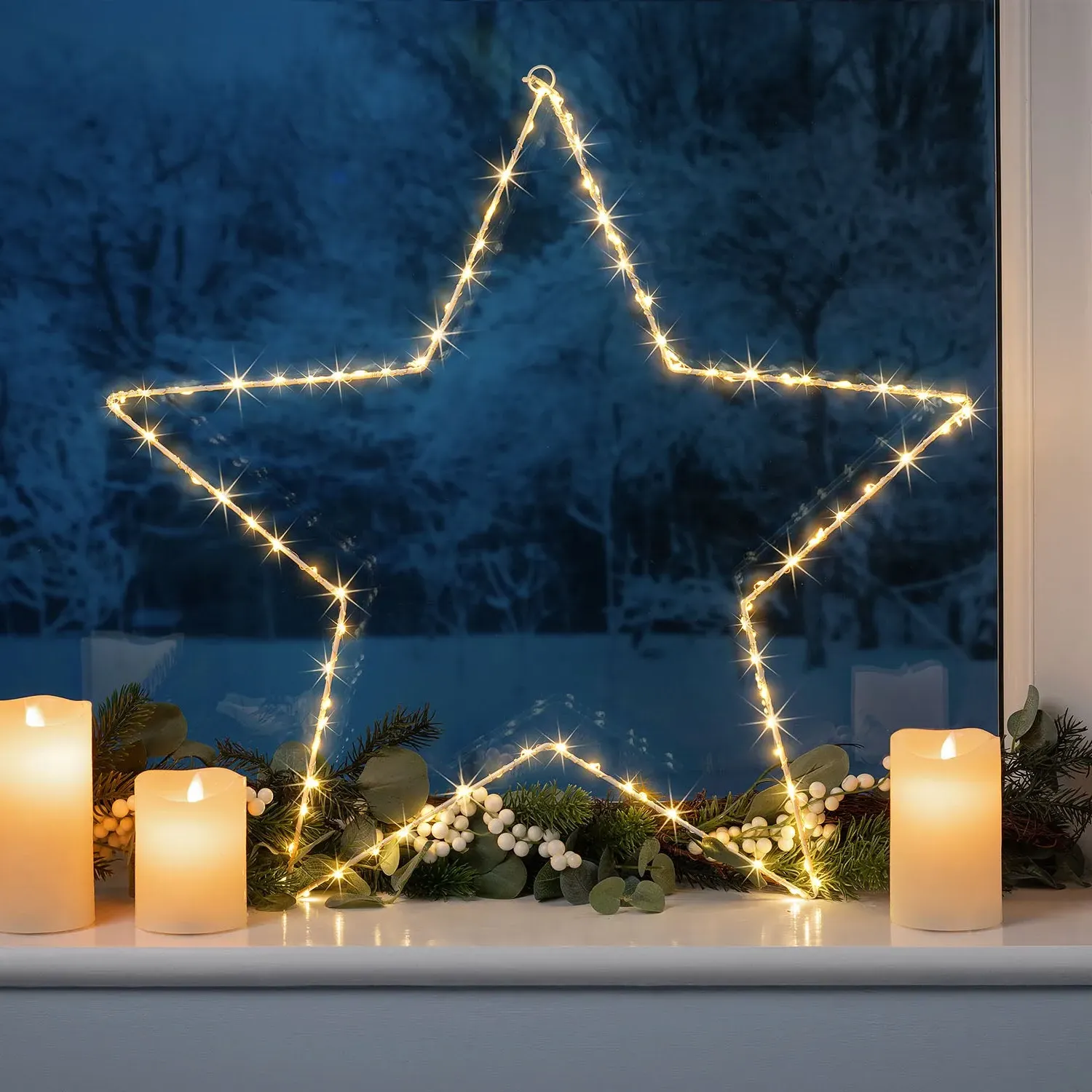Micro LED Christmas Star Silhouette - White alternate view