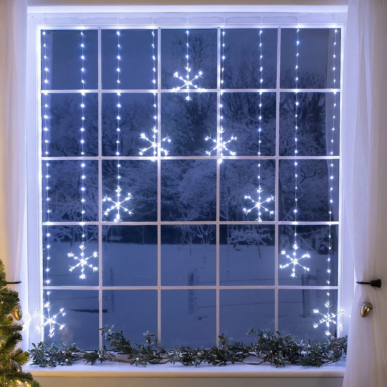 Micro LED Snowflake Curtain Lights - Warm White alternate view