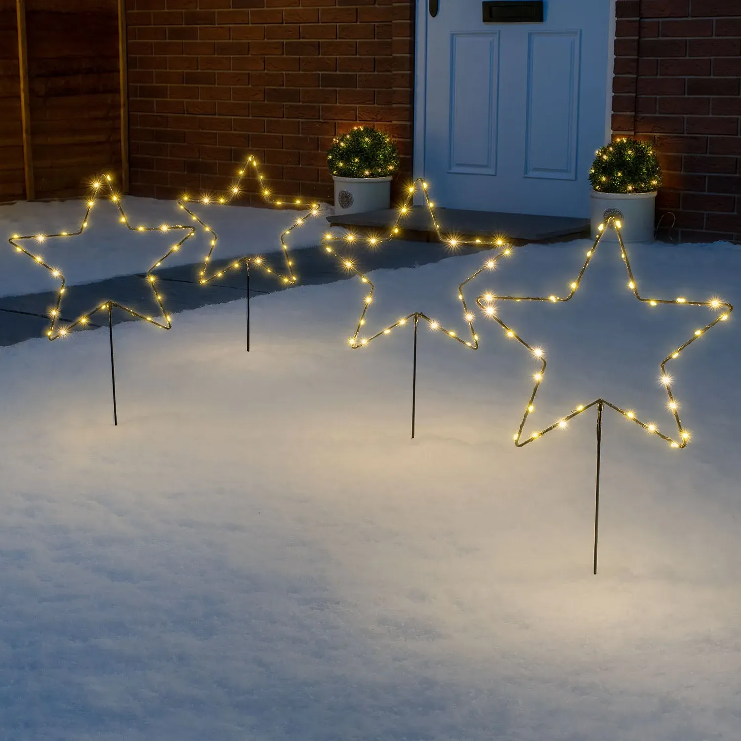 Micro LED Star Path Lights Set of 4 - Black, Metal alternate view