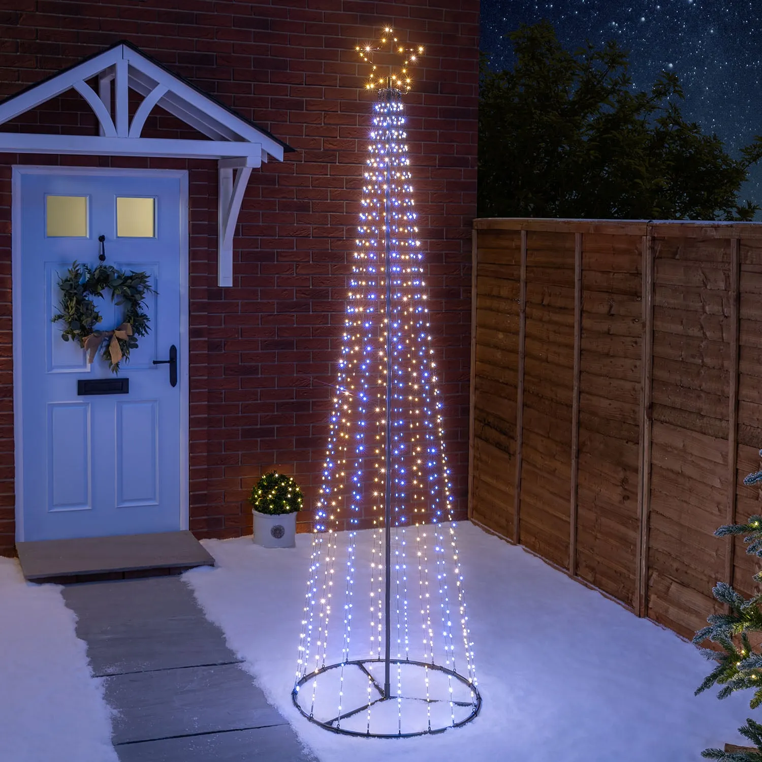 Mixed White LED Maypole Christmas Tree - Black, Metal product