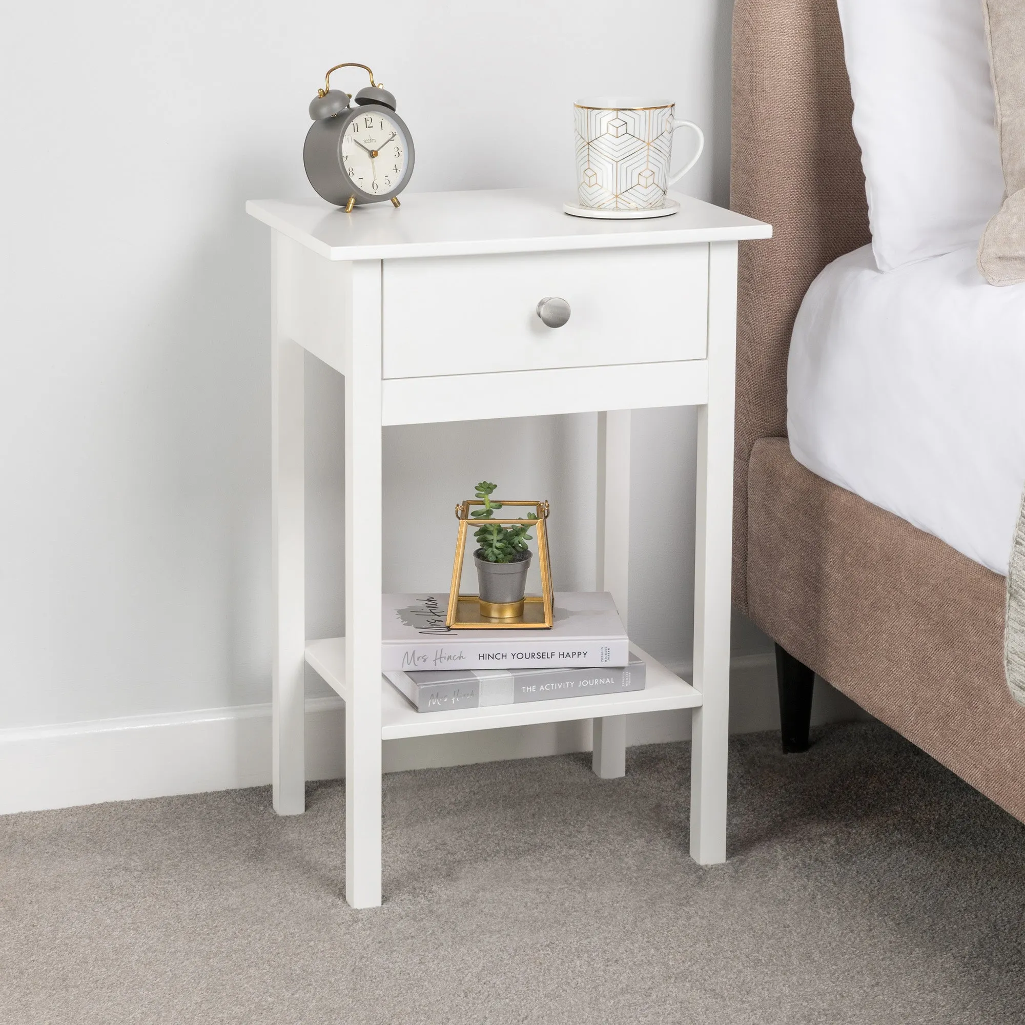 Modbury Bedside Table with Shelf and Drawer alternate view