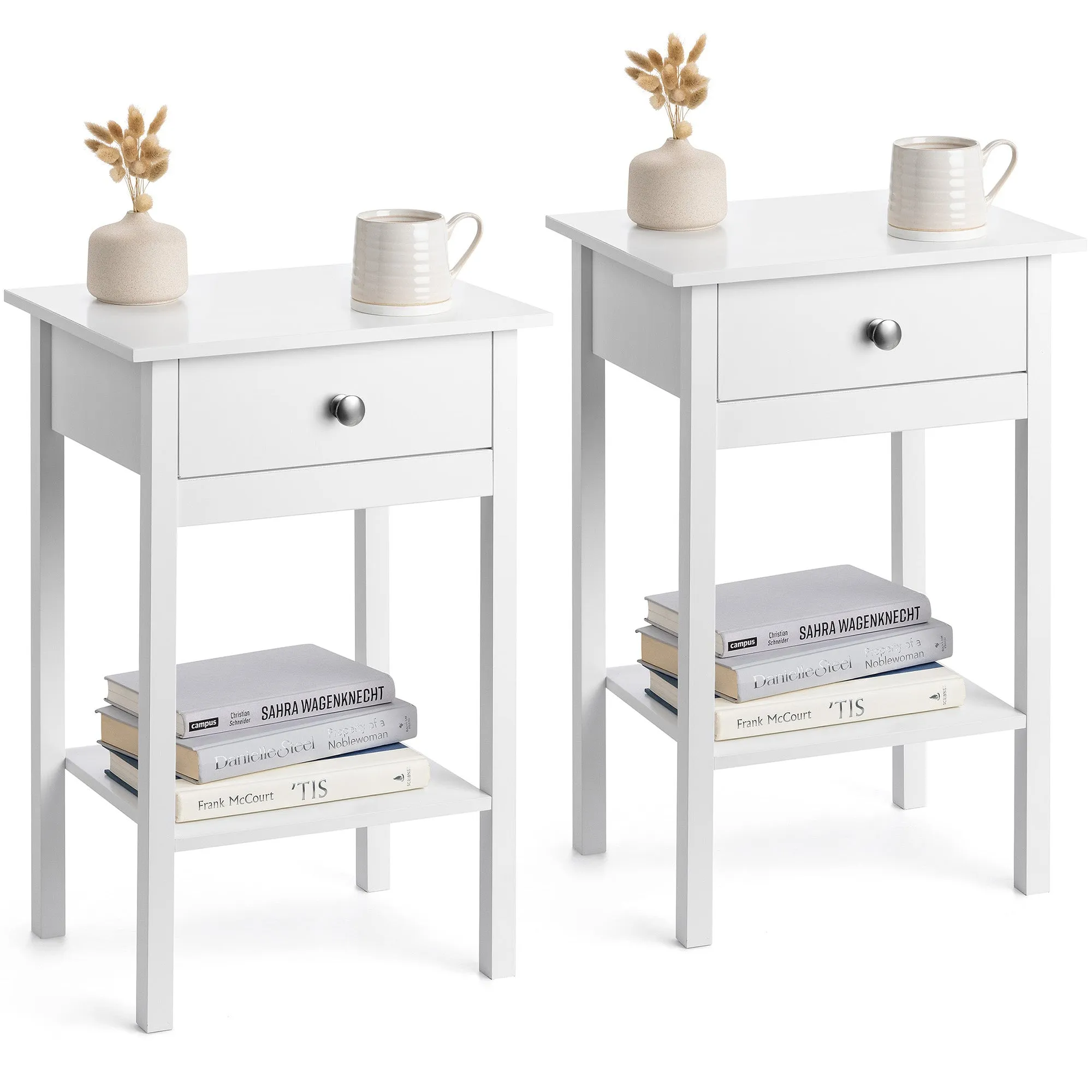 Modbury Bedside Tables with Drawer and Shelf - Pair product
