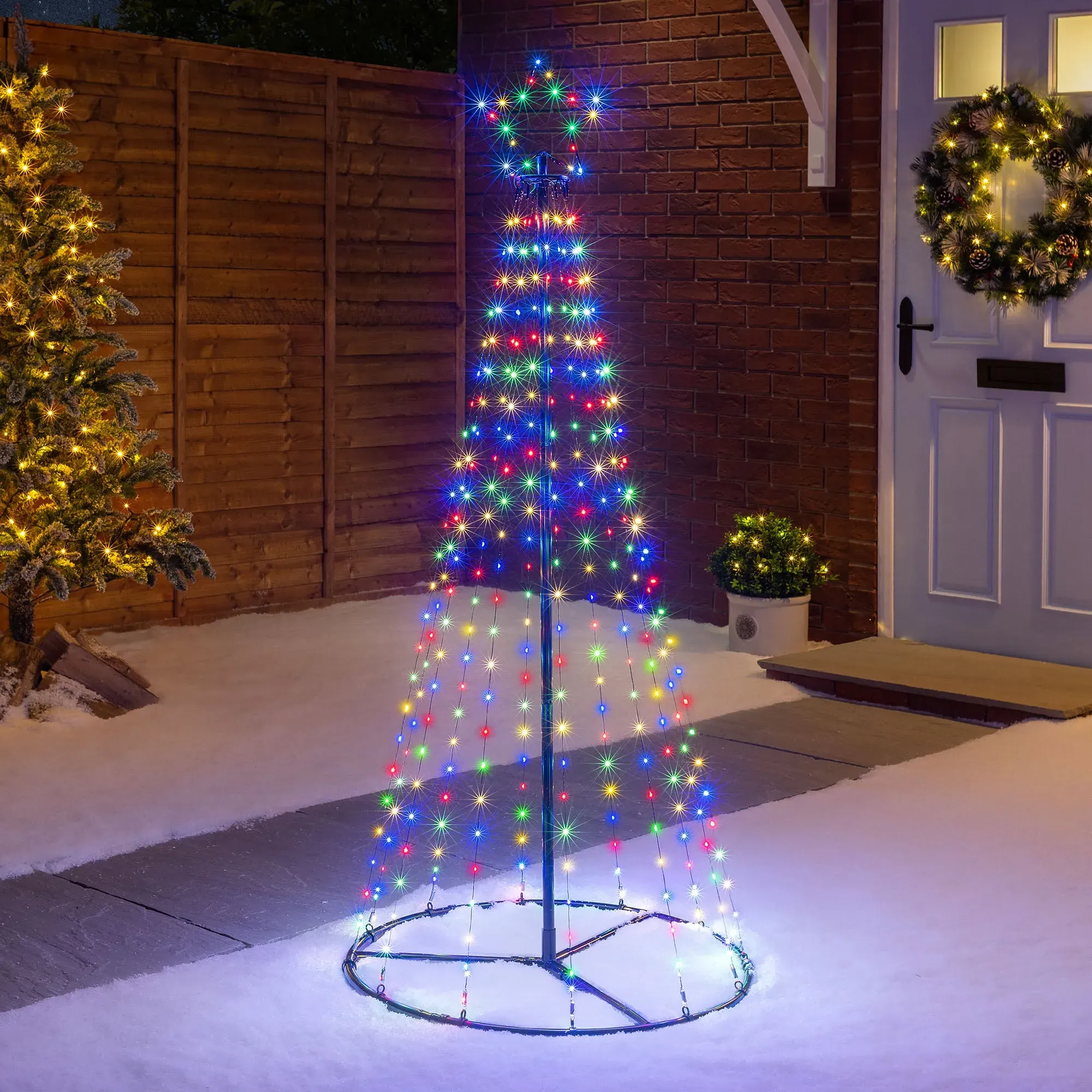 Multi-Coloured LED Maypole Christmas Tree 1.4m - Black, Metal alternate view