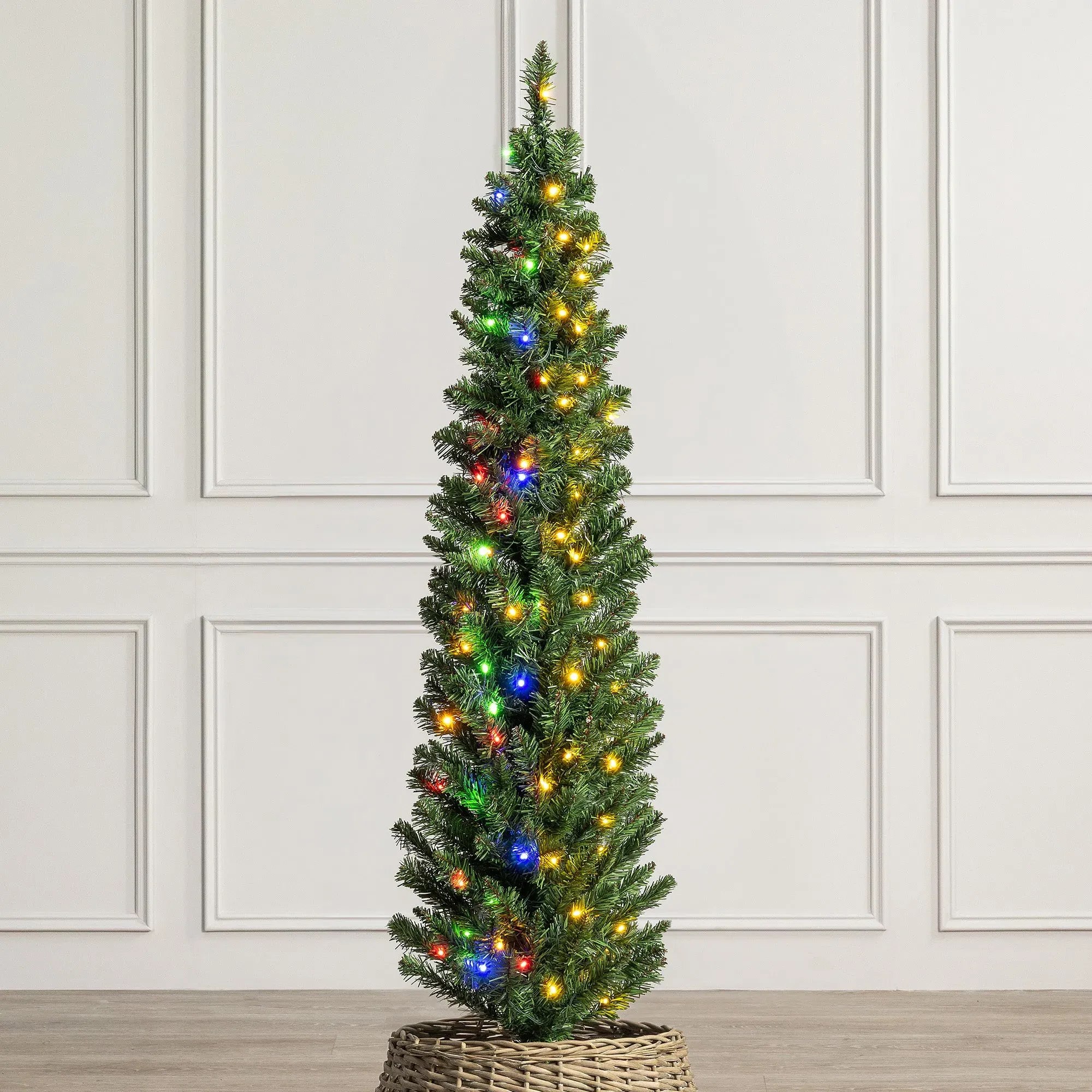 Pre-Lit Artificial Pencil Christmas Tree - PVC product