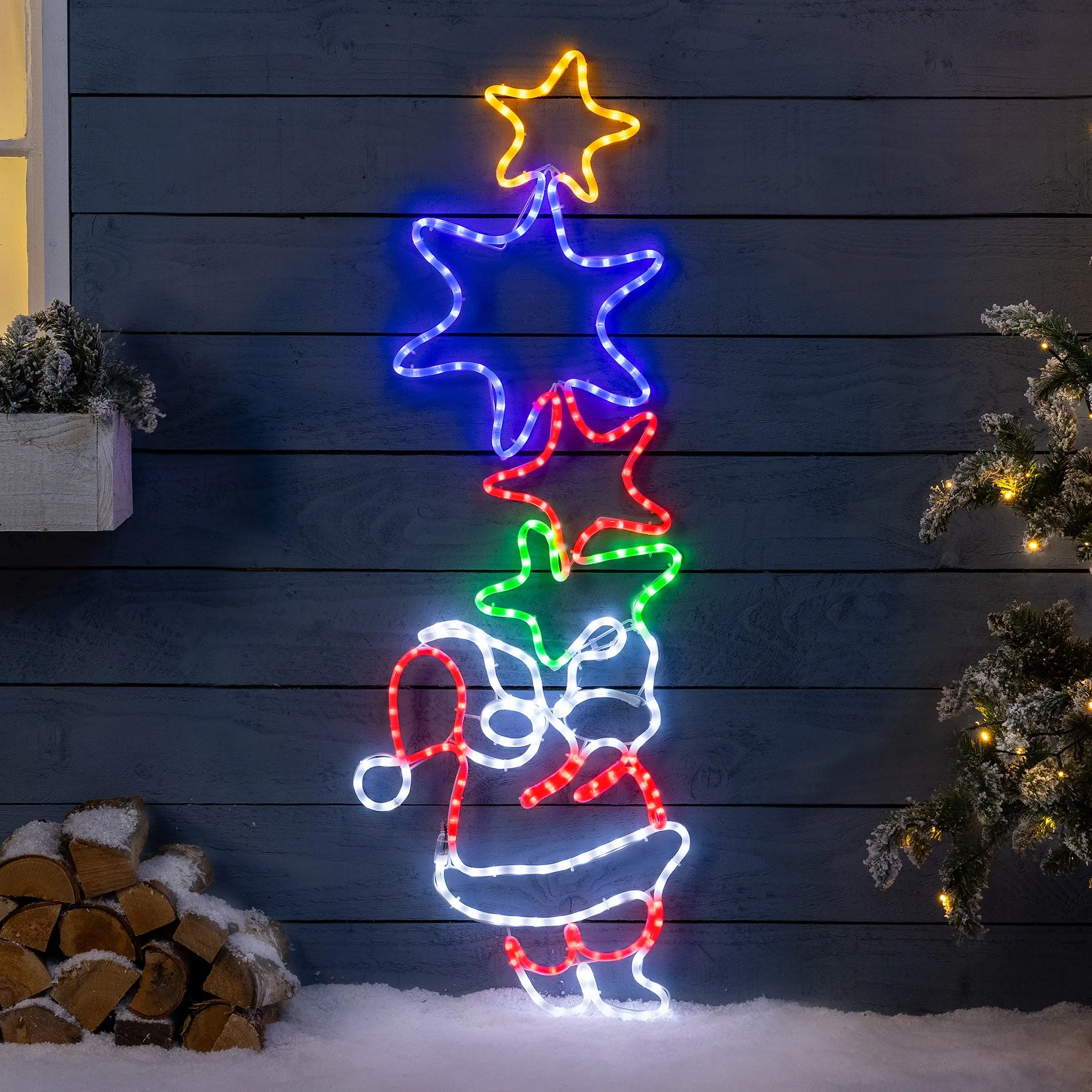 Santa & Star Christmas Wall Light - Multicolour alternate view
