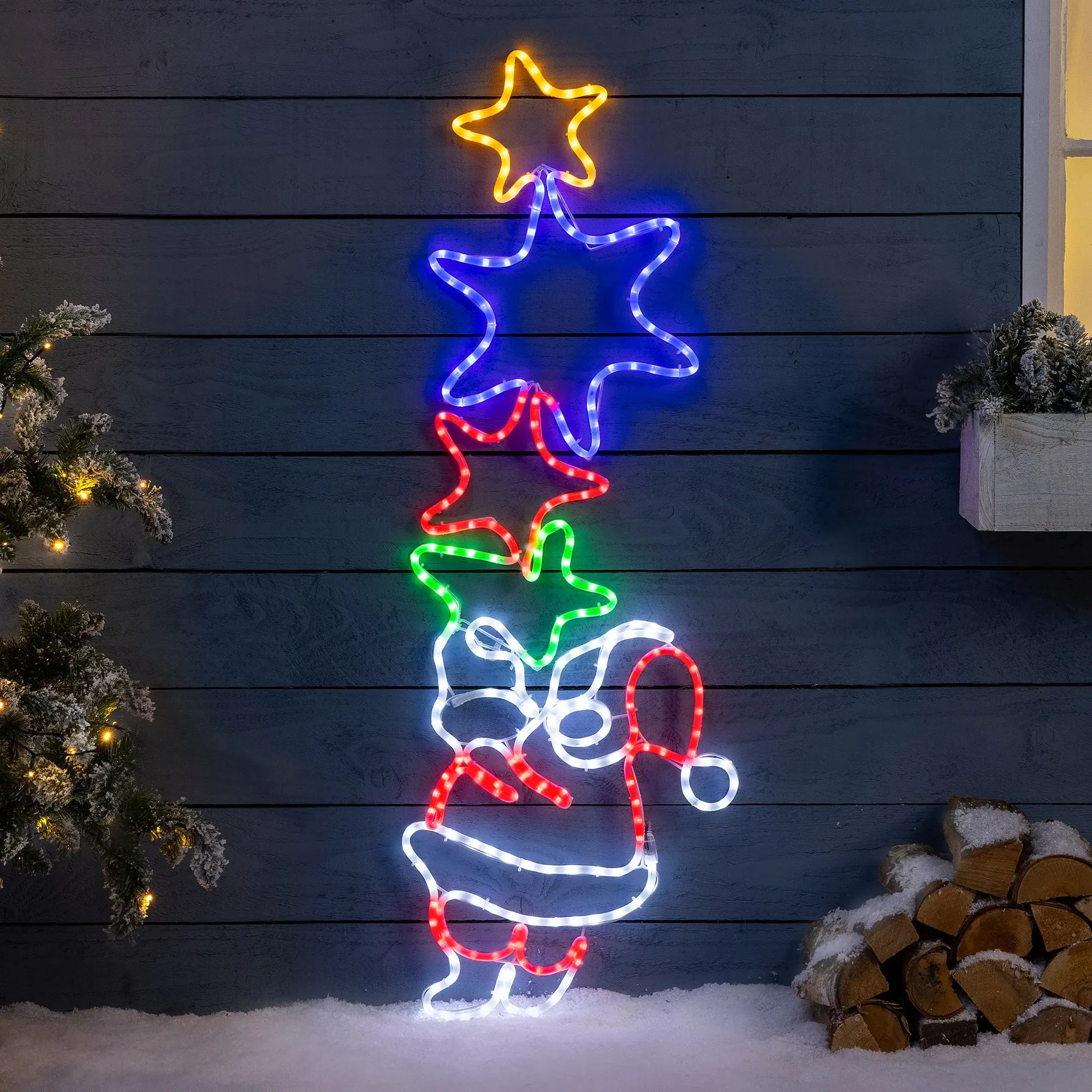 Santa & Star Christmas Wall Light - Multicolour product