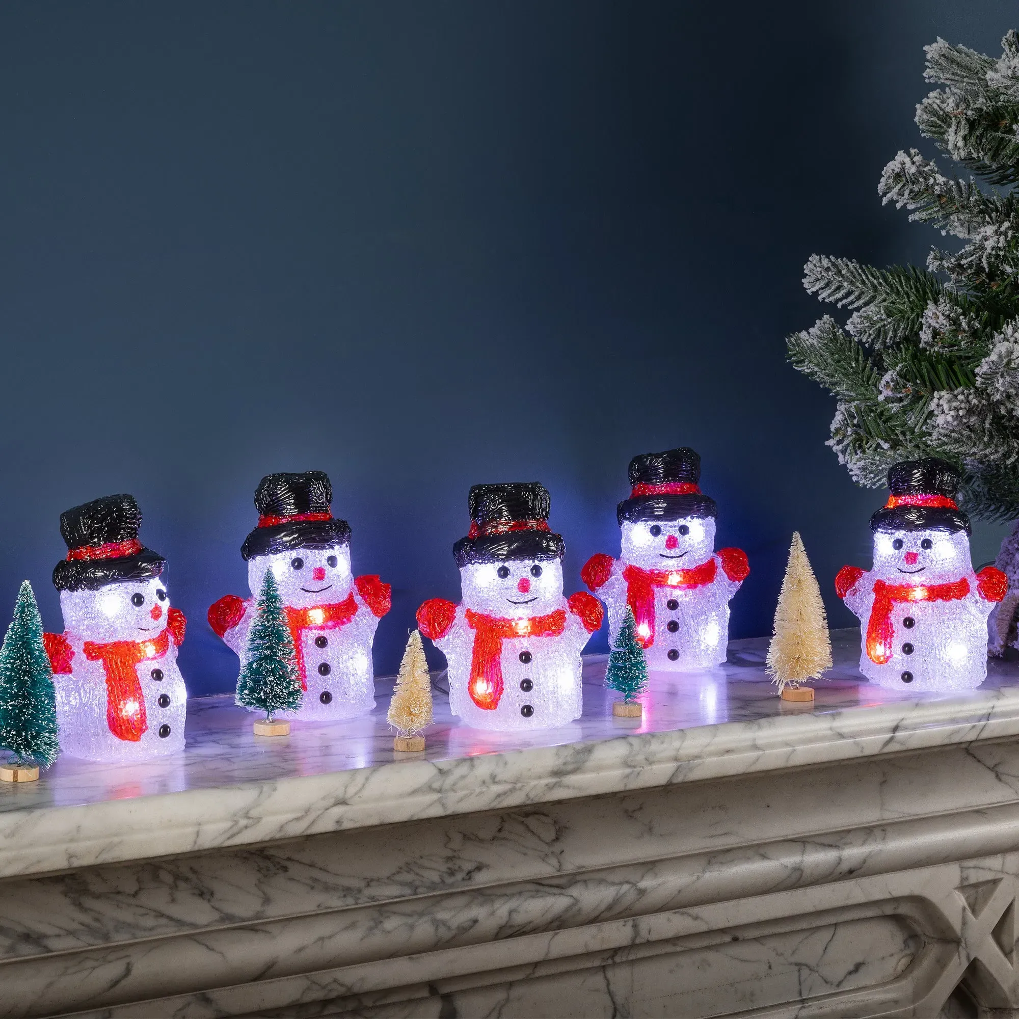 Set of 5 LED Acrylic Snowman Lights - Clear, Acrylic alternate view