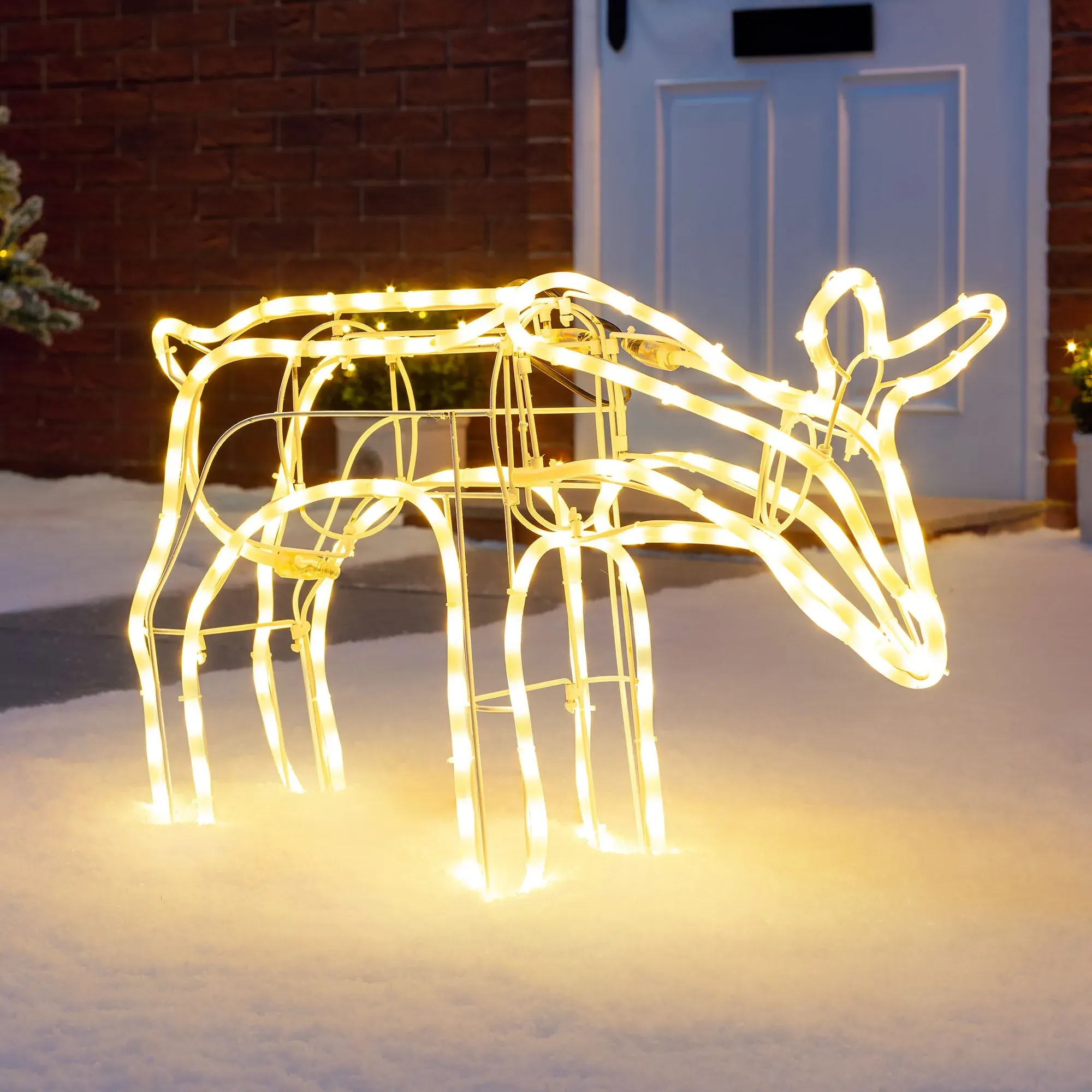 Small Standing LED Reindeer Light - Warm White, Rope Tubing alternate view