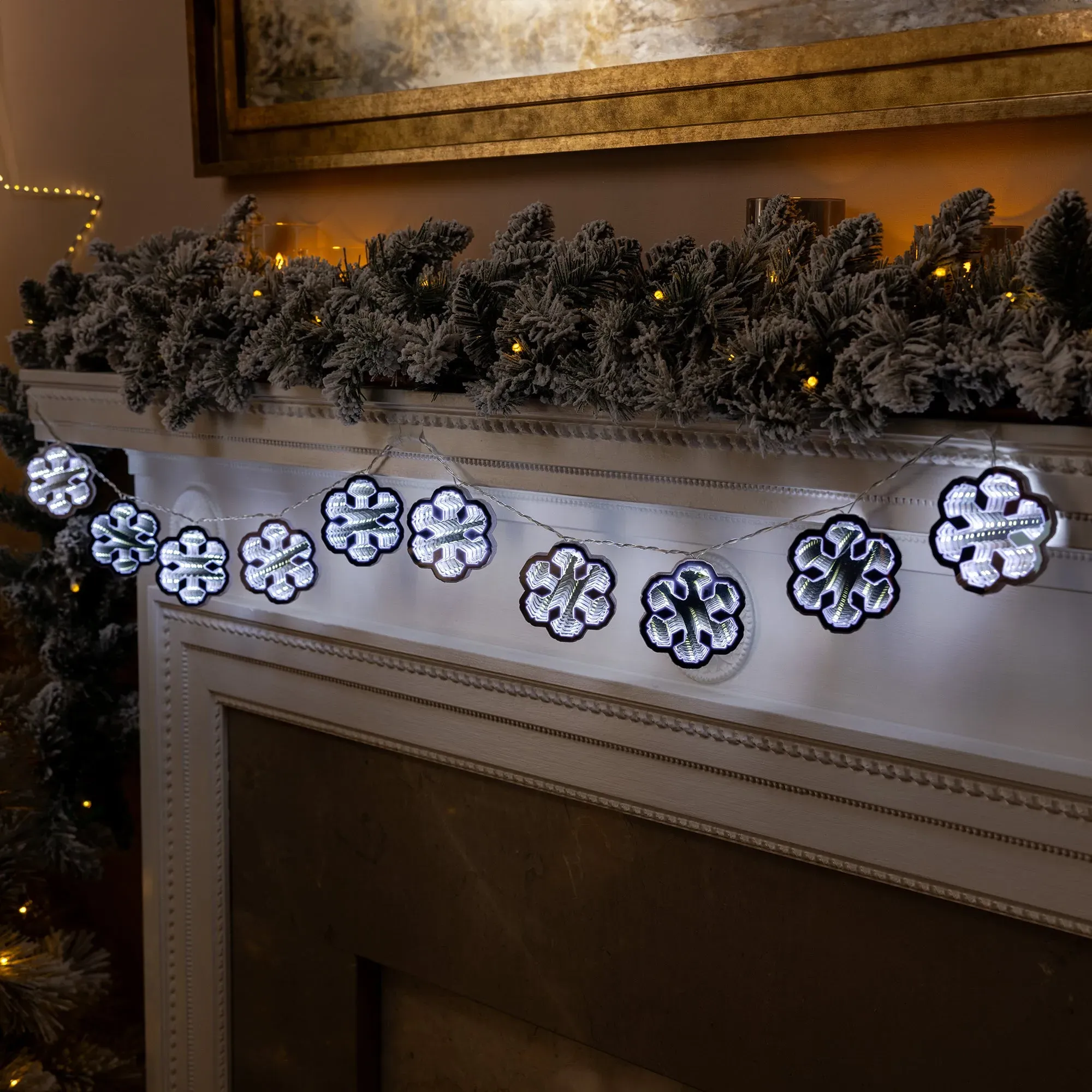 Snowflake Infinity Light Garland - White, LED product