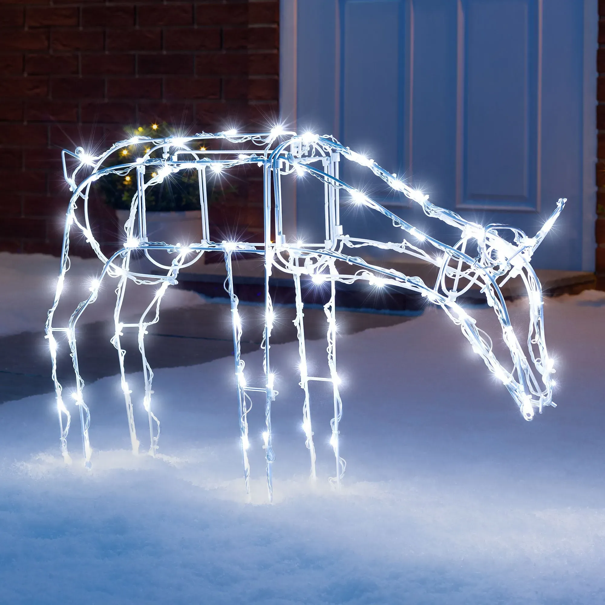 Standing Wire Reindeer Light Up Figure - White alternate view
