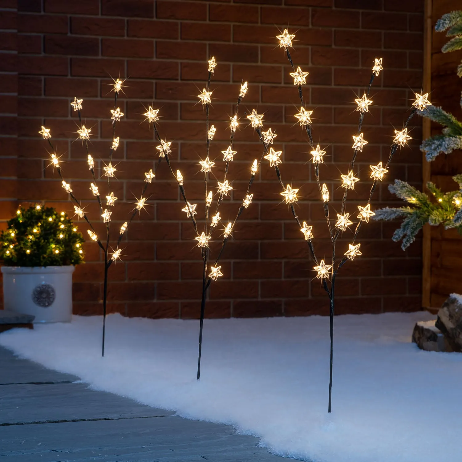 Star Branch Path Lights Set of 3 - 84cm by Christow
