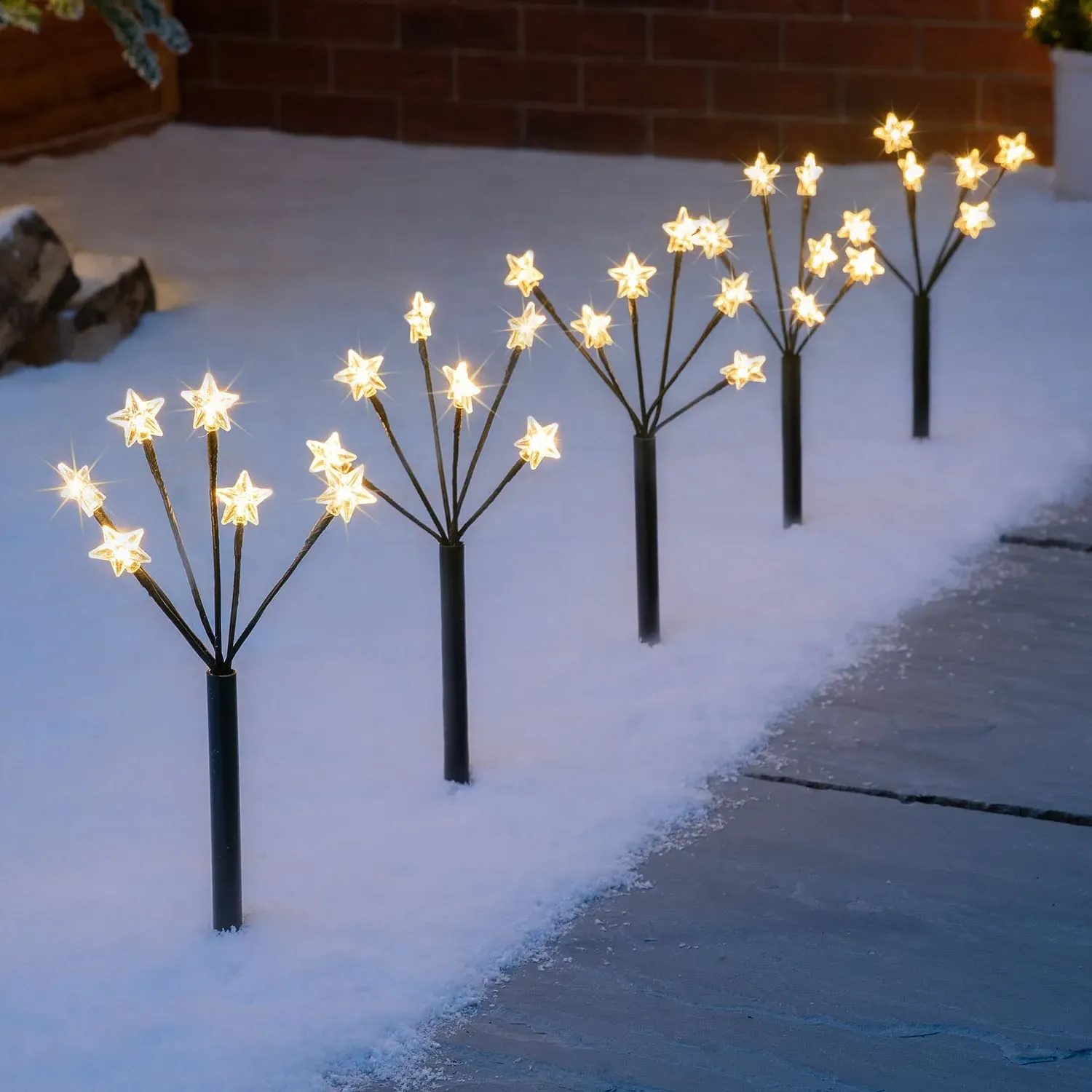 Star Branch Path Lights Set of 5 - 45cm by Christow, image 2