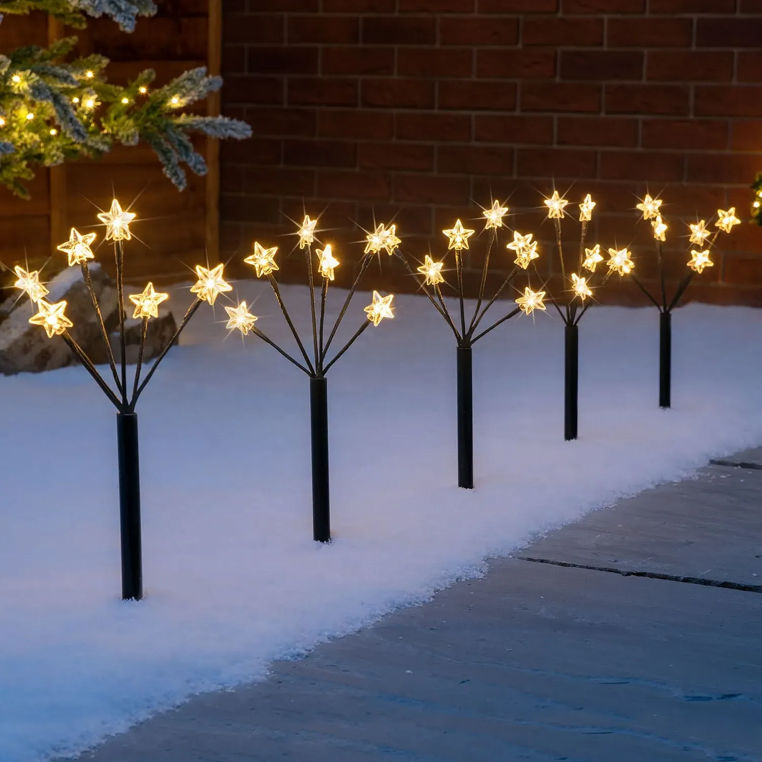 Star Branch Path Lights Set of 5 - 45cm by Christow